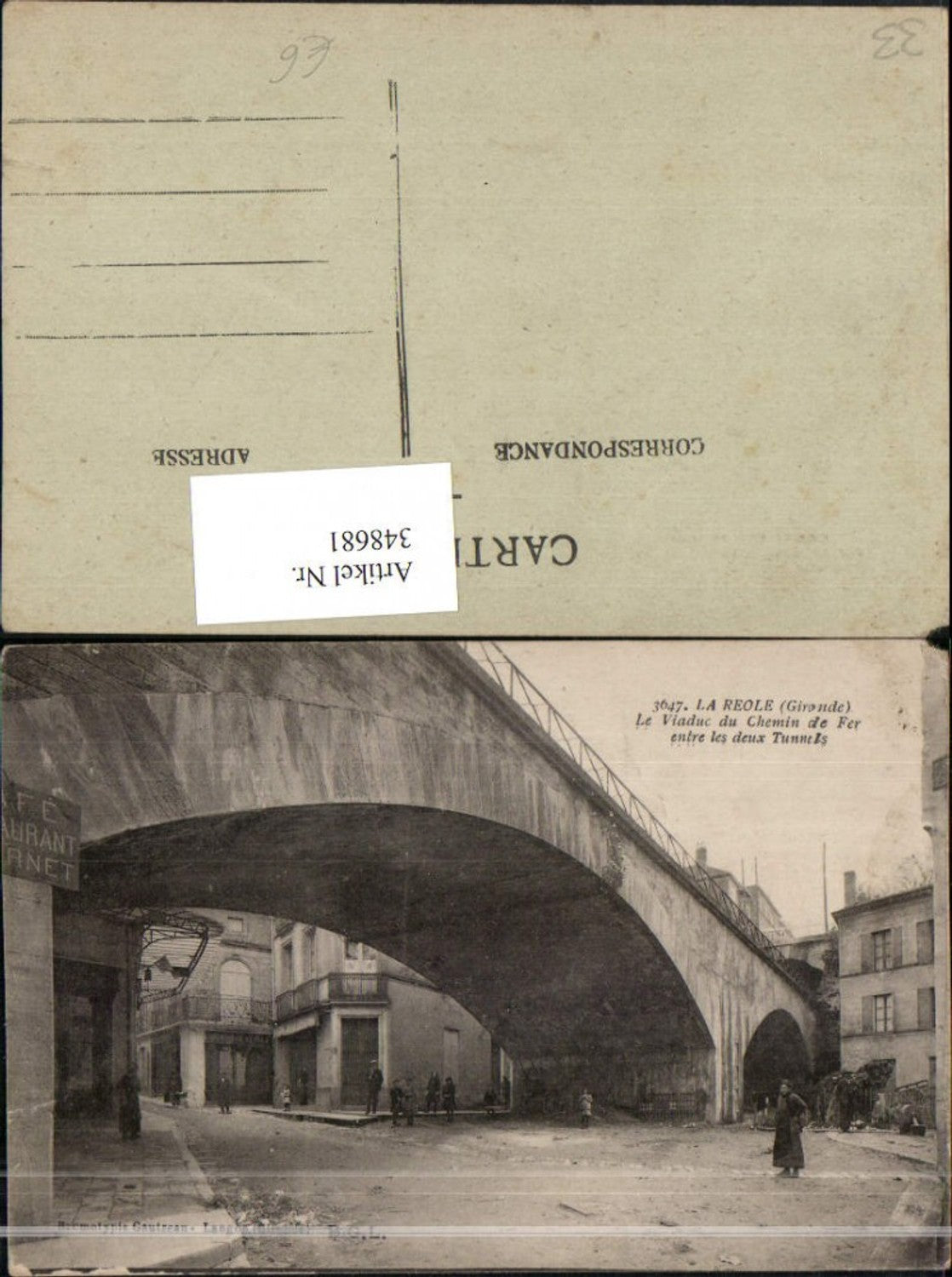 348681,Aquitaine Gironde La Reole Viaduct du Chemin de Fer entre les deux Tunnels Viaduct