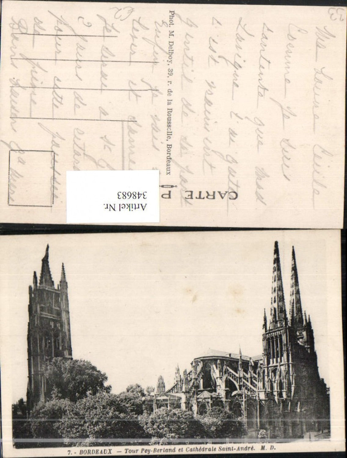348683,Aquitanien Gironde Bordeaux Tour Pey-Berland et Cathedrale Saint-Andre Kirche