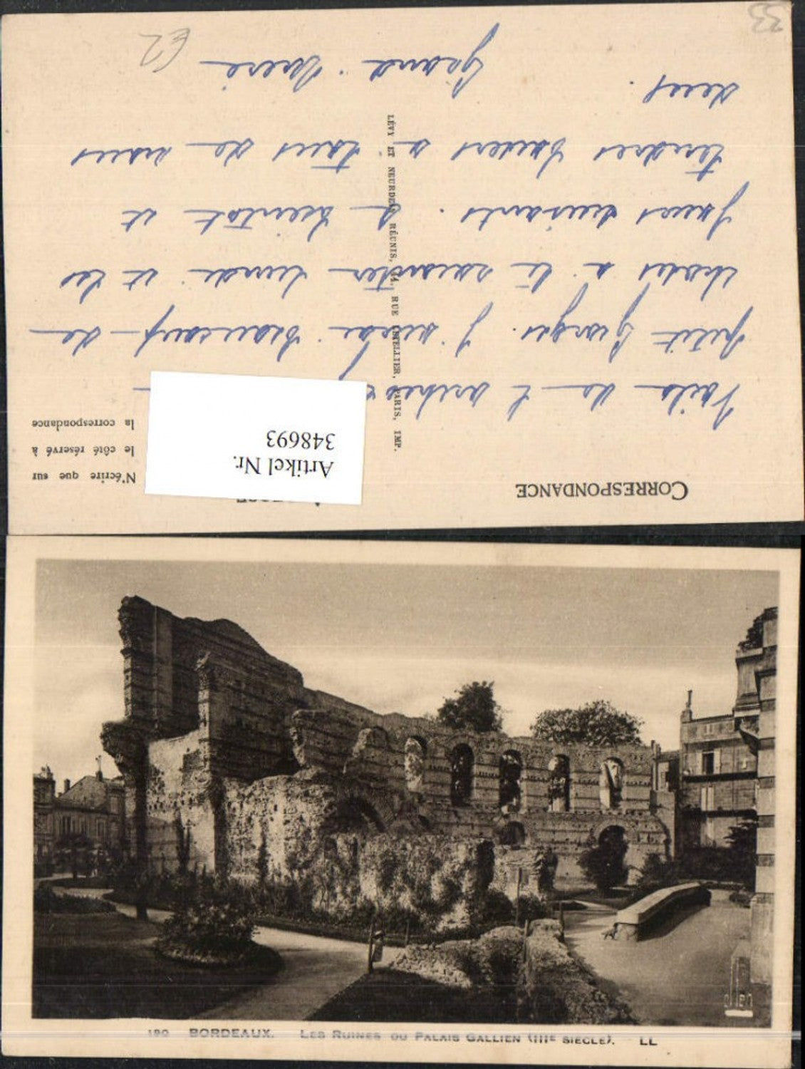 348693,Aquitanien Gironde Bordeaux Les Ruines du Palais Gallien Ruine