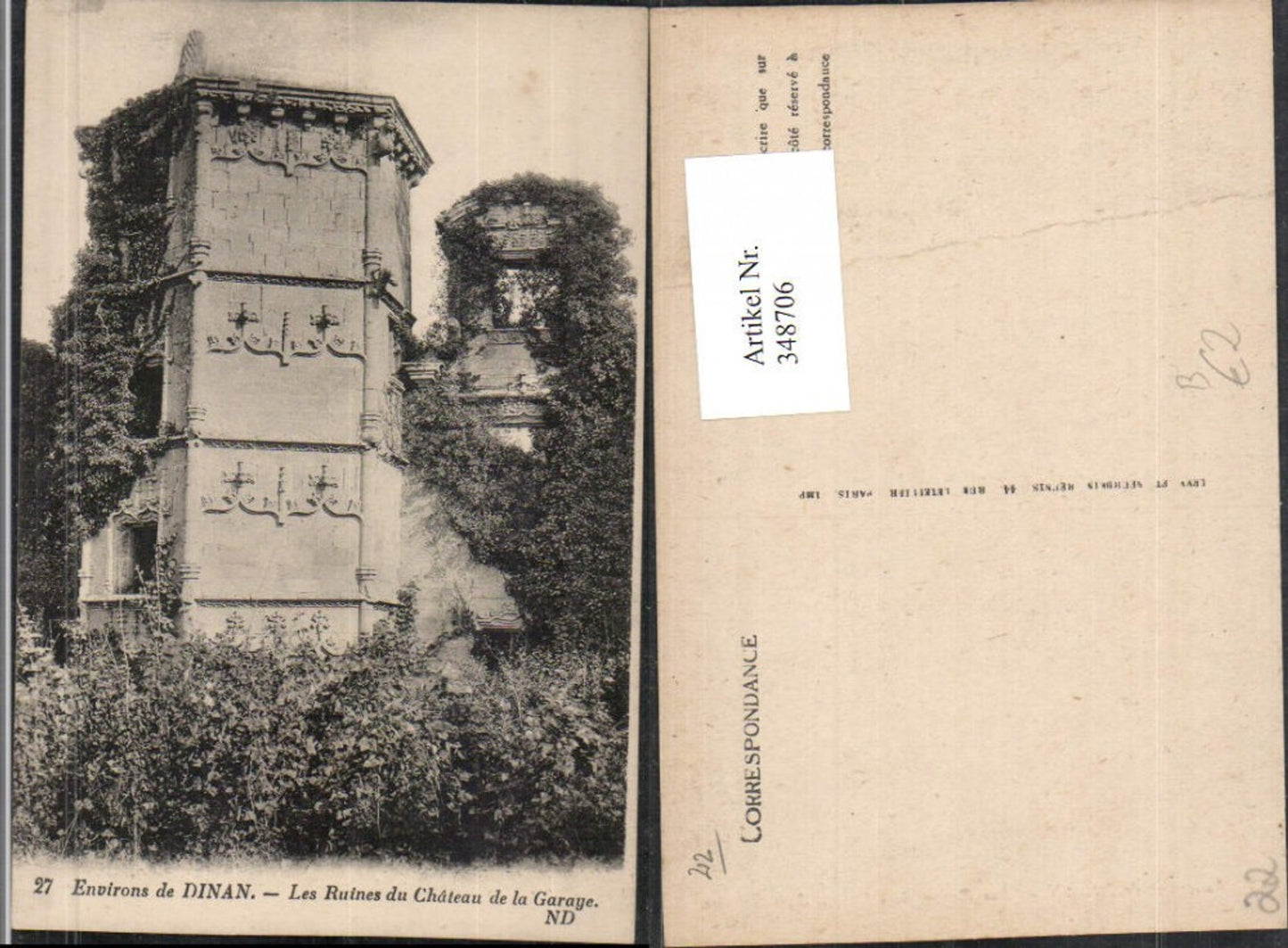 348706,Bretagne Cote-Amor Dinan Les Ruines du Chateau de la Garaye Ruine Turm
