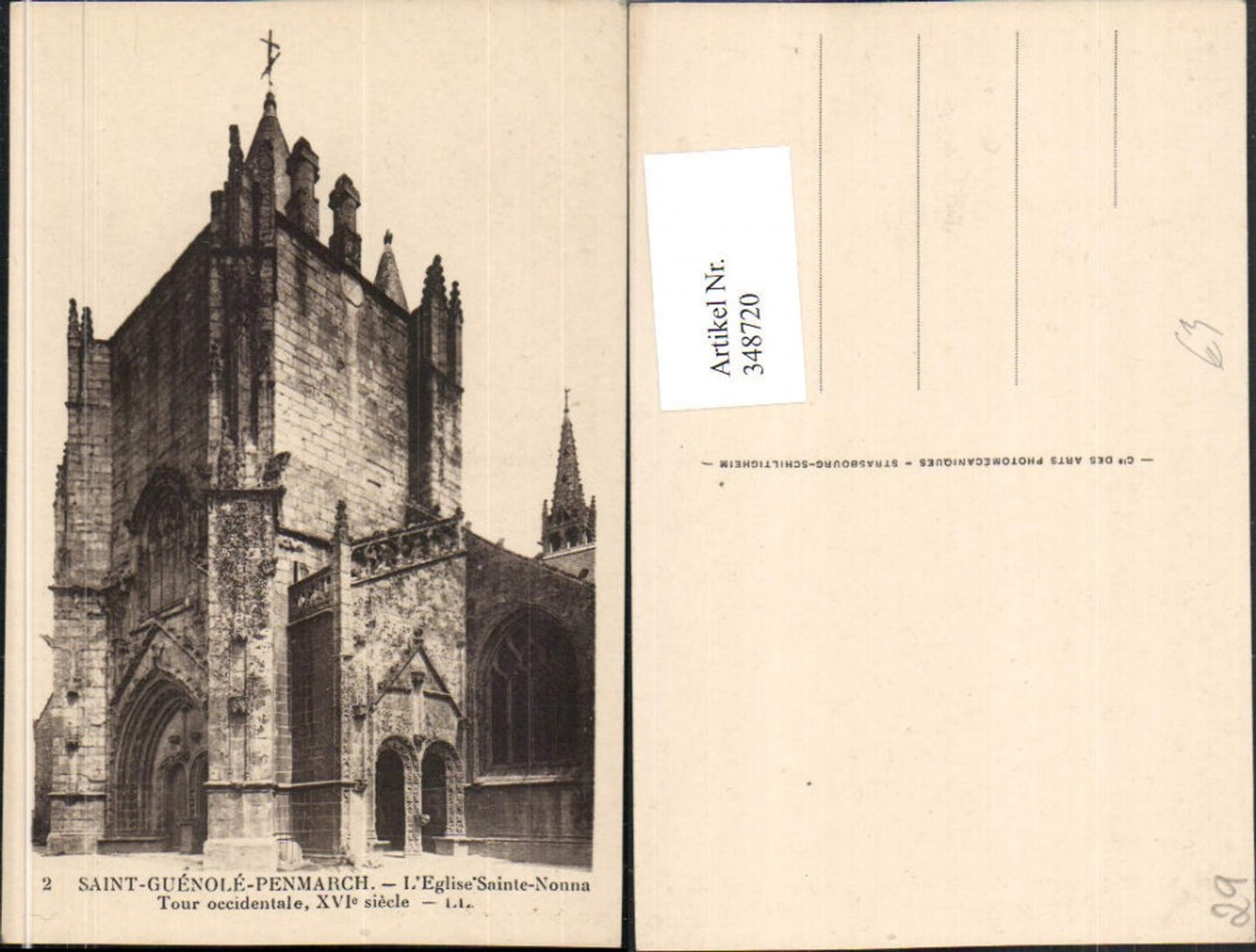 348720,Bretagne Finistere Saint-Guenole-Penmarch L'Eglise Sainte-Nonna Tour Kirchenturm