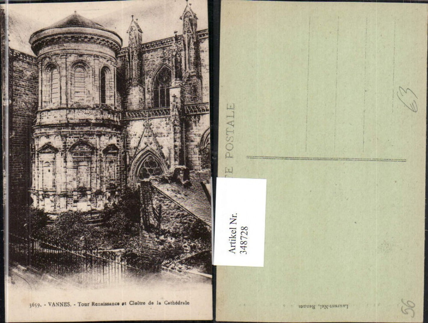 348728,Bretagne Morbihan Vannes Tour Renaissance et Cloitre de la Cathedrale Kloster