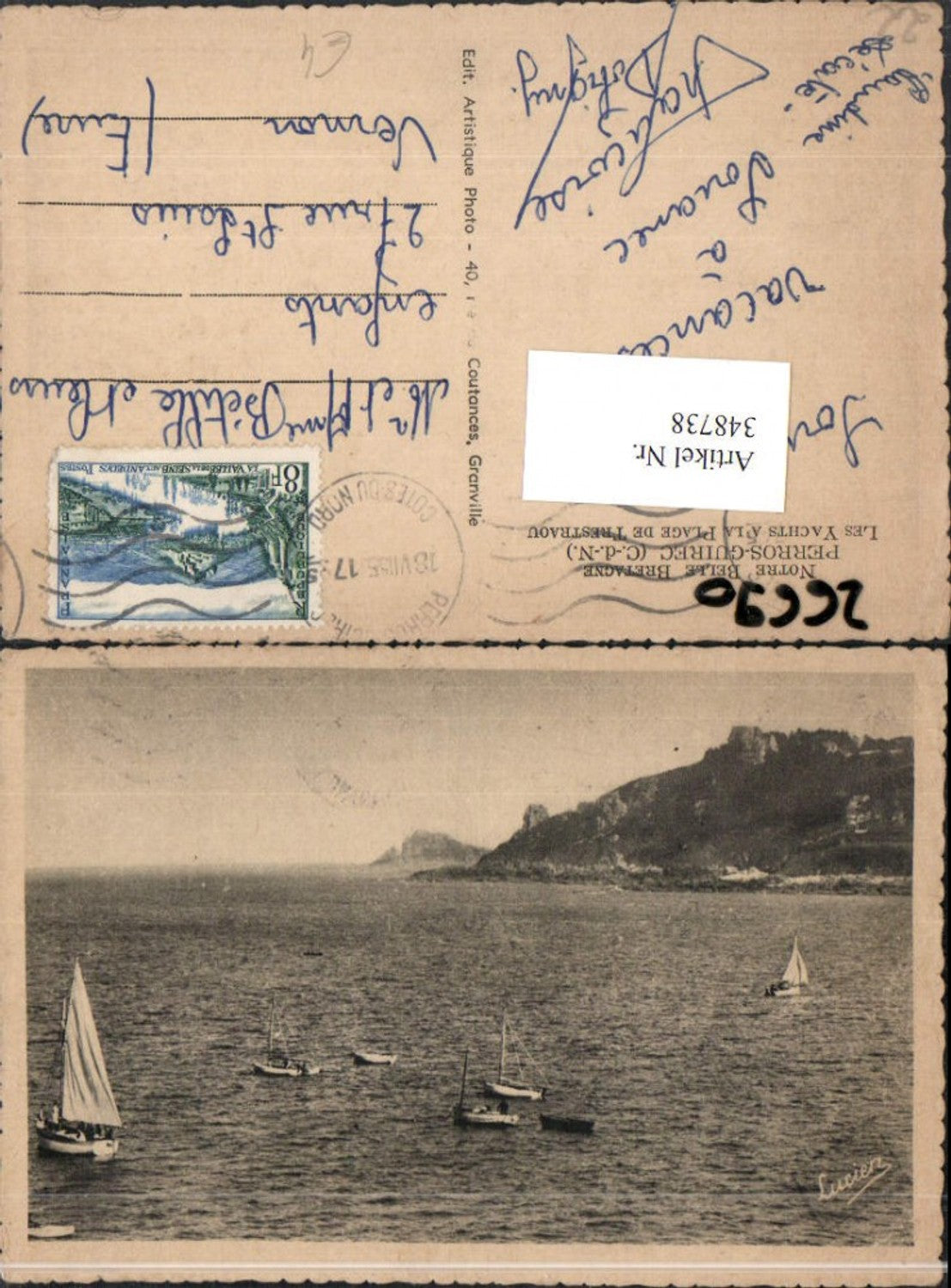 348738,Bretagne Cote-Amor Perros-Guirec Les Yachts a la Plage de Trestraou Boote