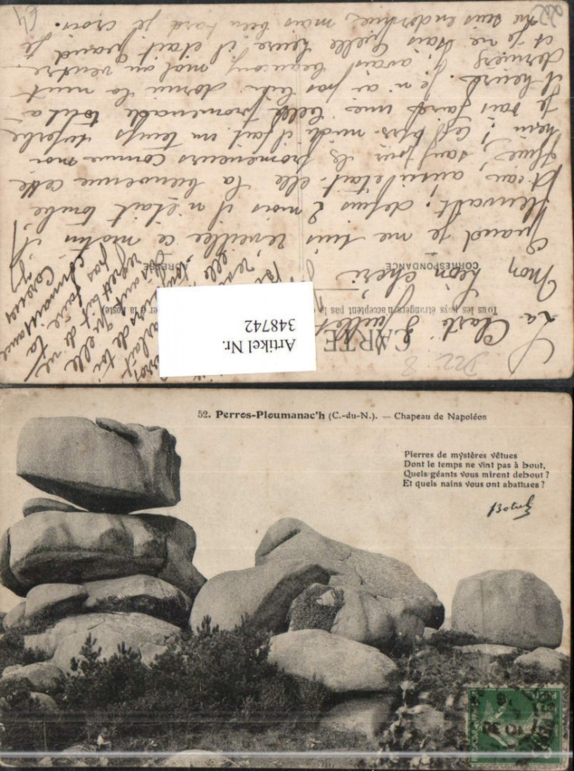 348742,Bretagne Cote-Amor Perros-Ploumanach Chapeau de Napoleon Felsen