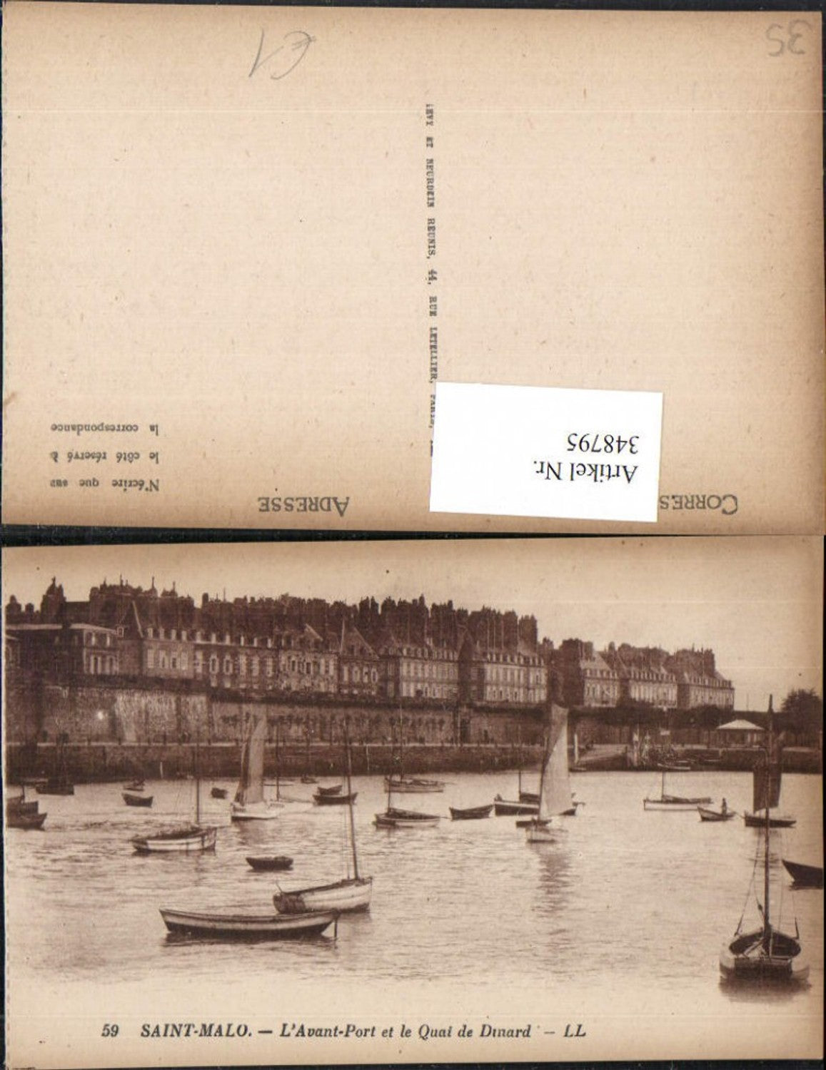 348795,Brittany Ille-et-Vilaine Saint-Malo L'Avant-Port et le Quai de Dinard harbor boats