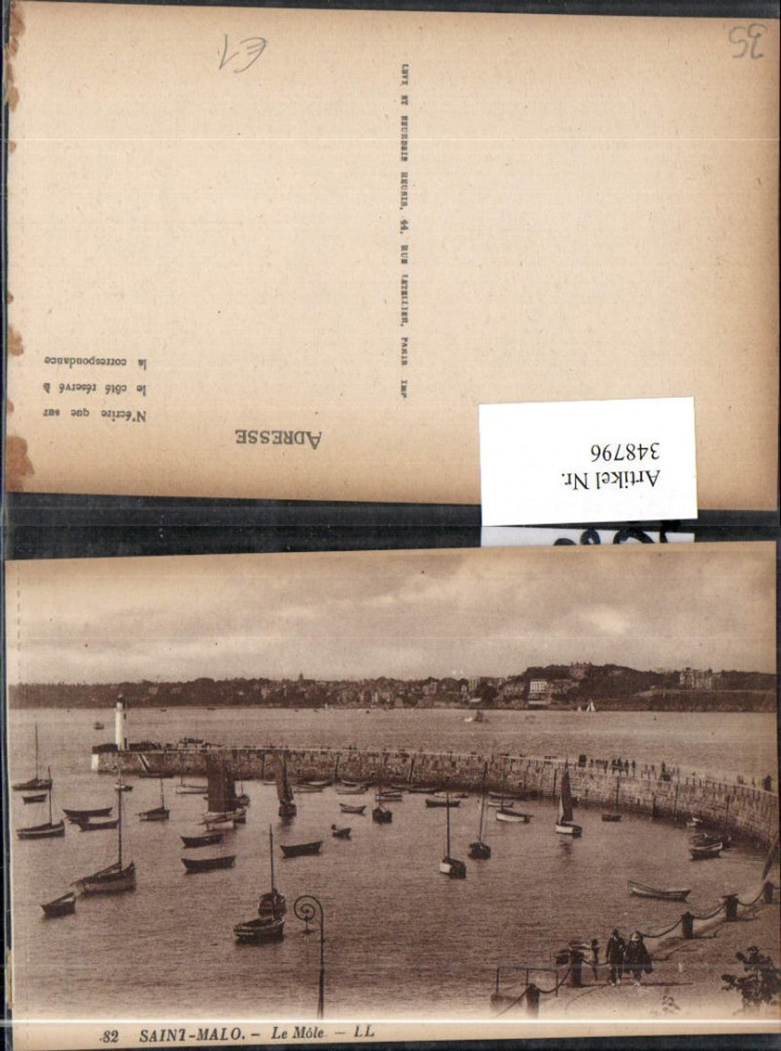 348796,Bretagne Ille-et-Vilaine Saint-Malo Le Mole Leuchtturm Boote