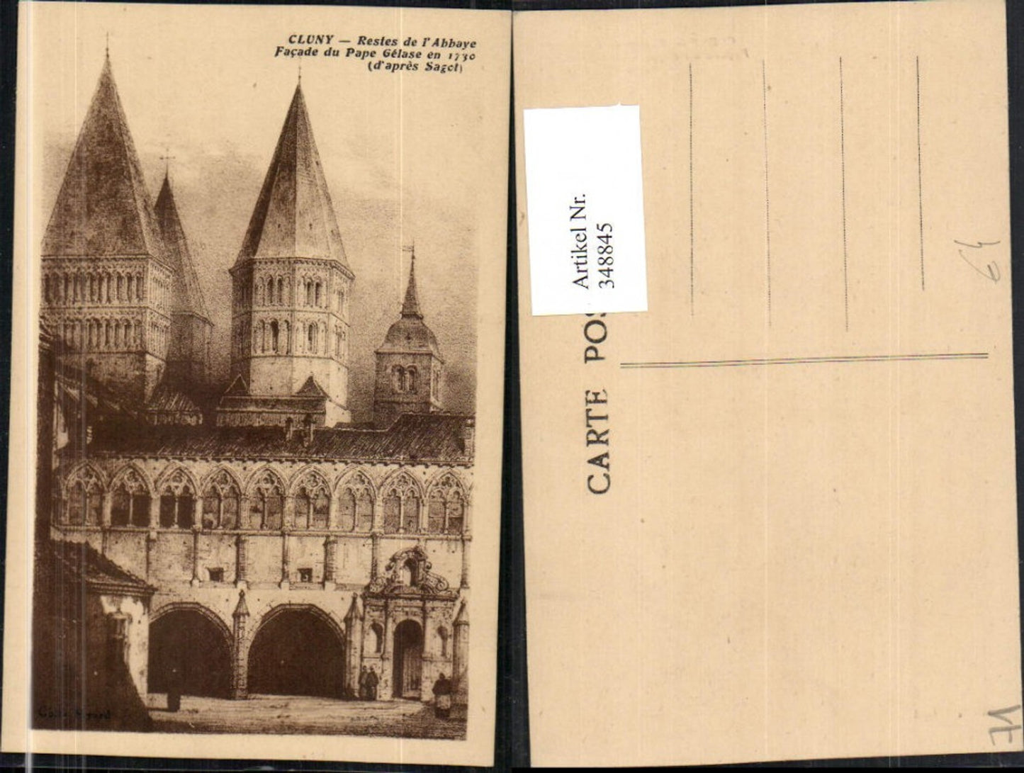 348845,Burgund Saone-et-Loire Cluny Restes de l'Abbaye Pape Gelase Abtei Türme
