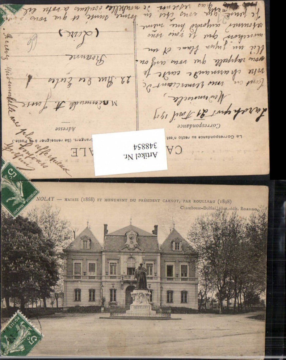 348854,Burgund Cote-Or Nolay Mairie et Monument du President Carnot Rathaus Denkmal