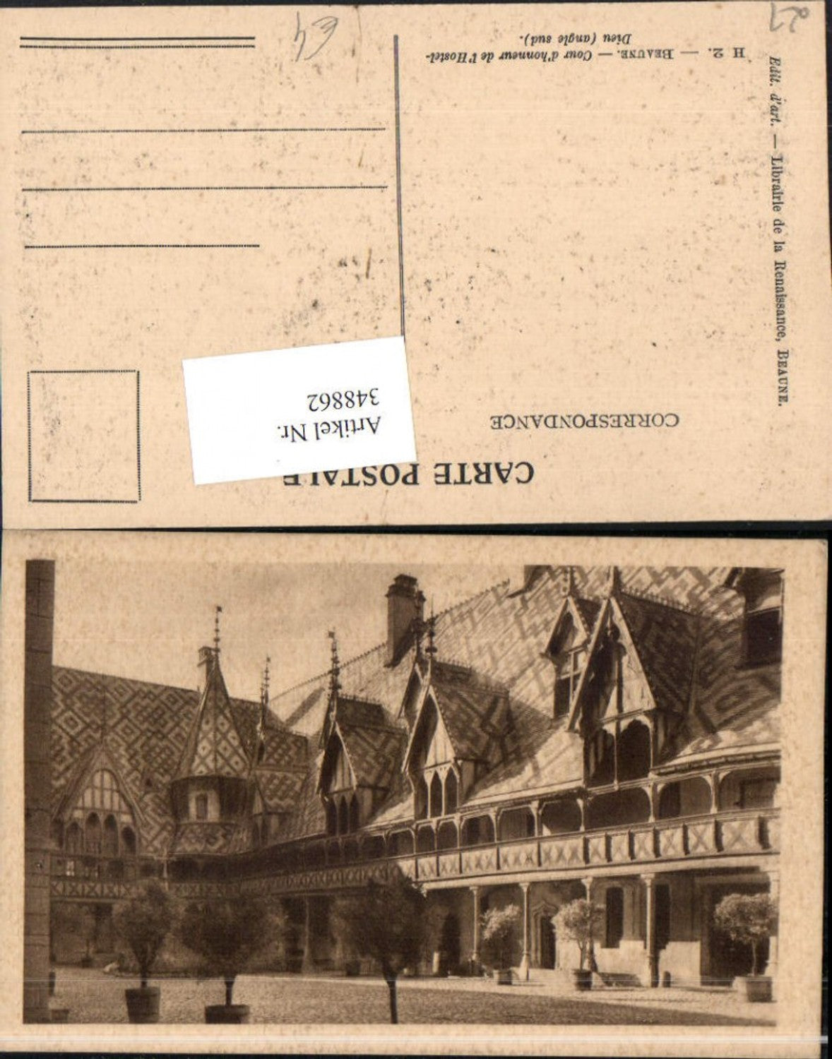 348862,Burgund Cote-Or Beaune Cour d'honneur de l'Hostel Dieu