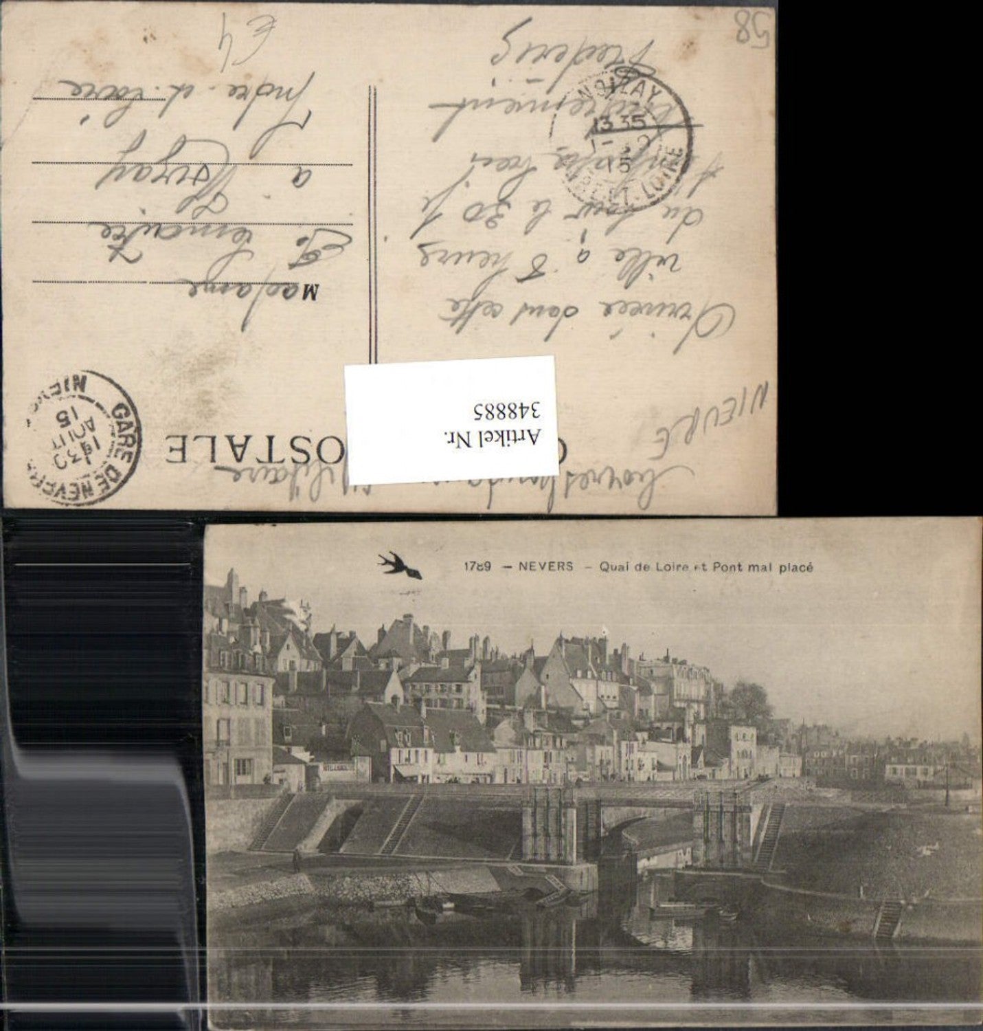 348885,Burgund Nievre Nevers Quai de Loire et Pont mal place Teilansicht Brücke