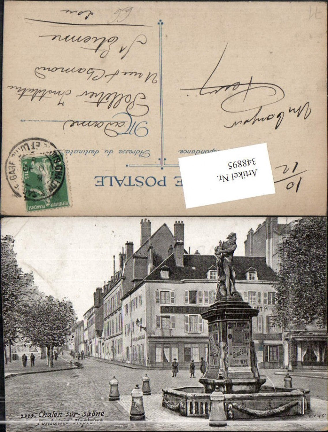 348895,Burgund Saone-et-Loire Chalon-sur-Saone Fontaine Neptune Brunnen