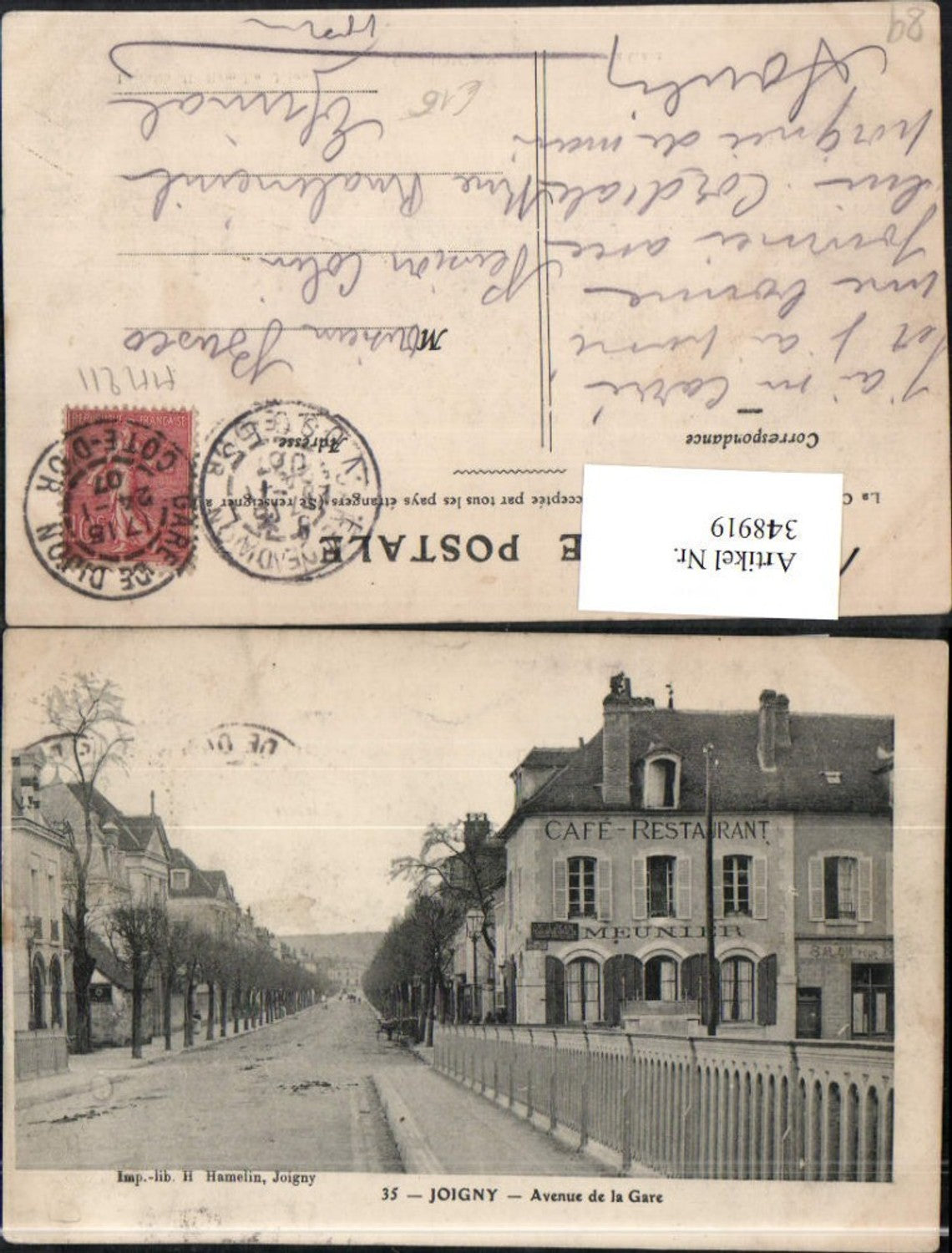 348919,Burgund Yonne Joigny Avenue de la Gare Straßenansicht Restaurant Meunier