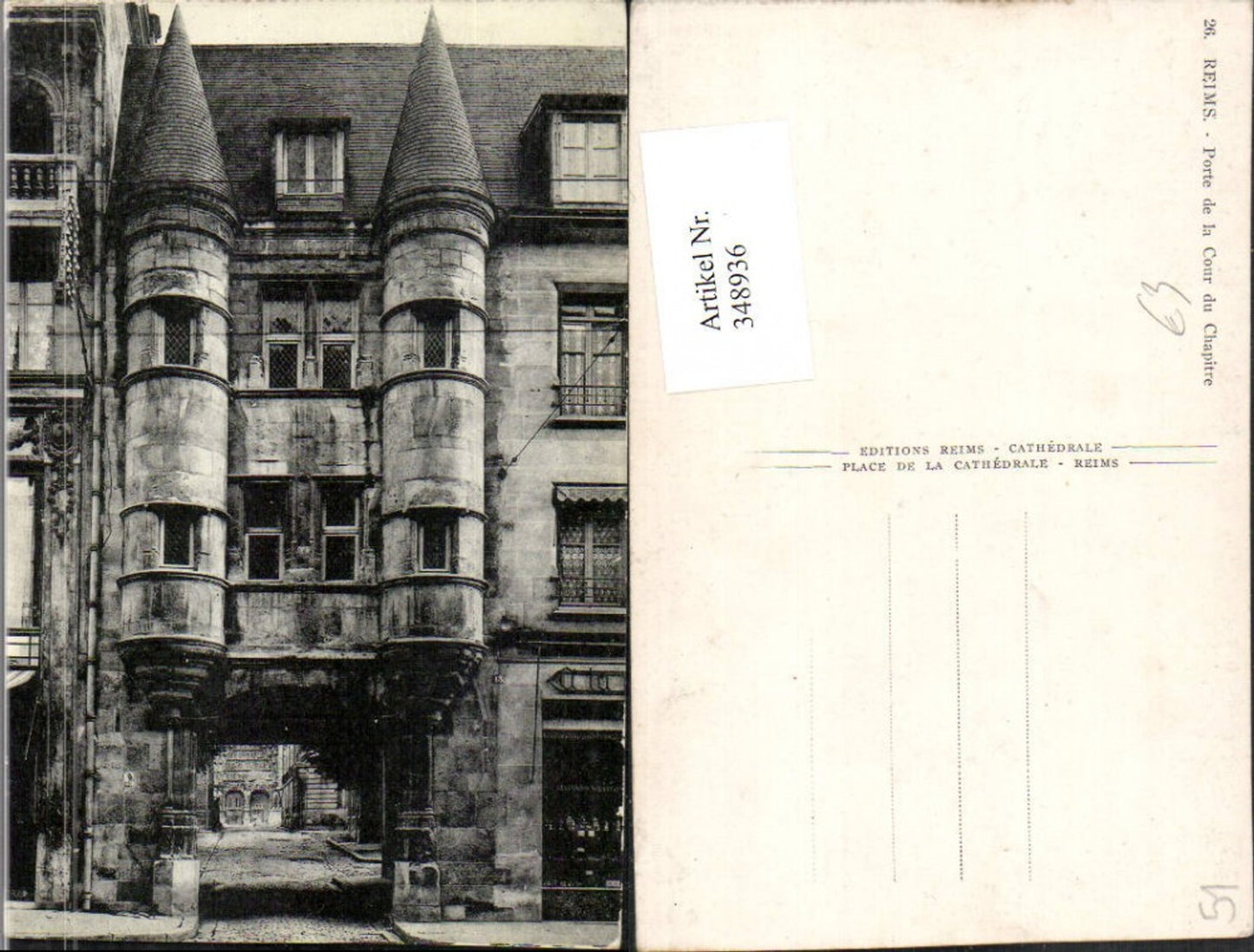 348936,Champagne-Ardenne Marne Reims Porte de la Cour du Chapitre Tor Erker
