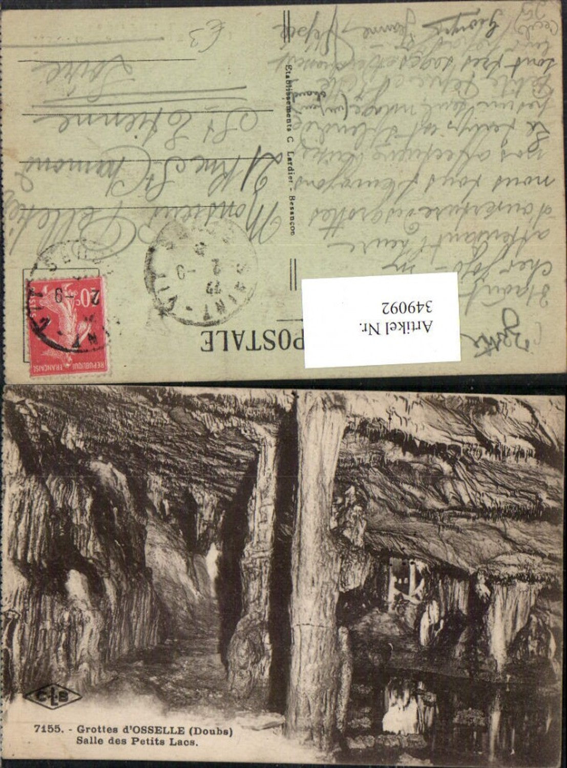 349092,Franche-Comte Doubs Grottes d'Osselle Salle des Petits Lacs Grotte