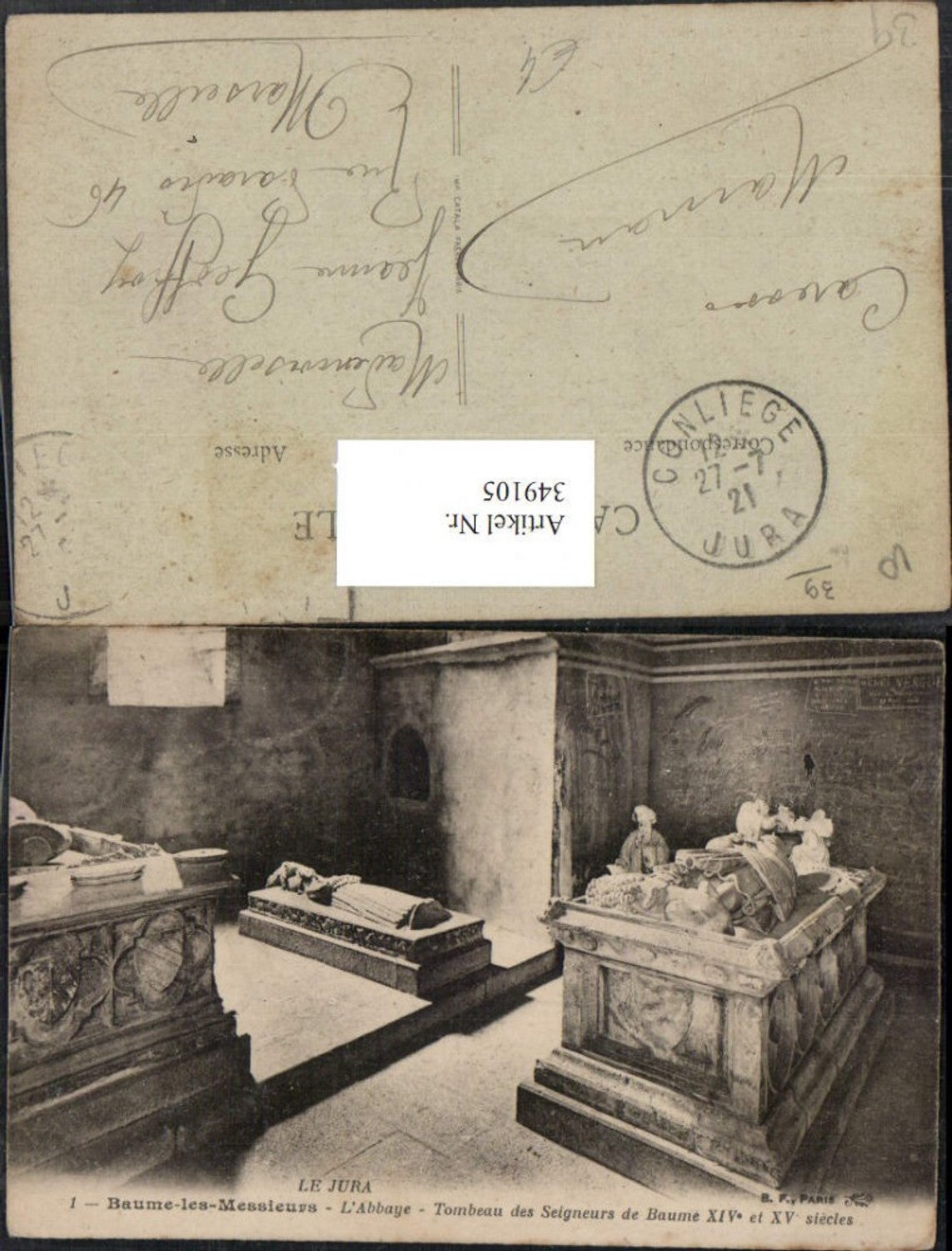 349105,Franche-Comte Jura Baume-les-Messieurs Abbaye Tombeau Seigneurs de Baume Grabmal