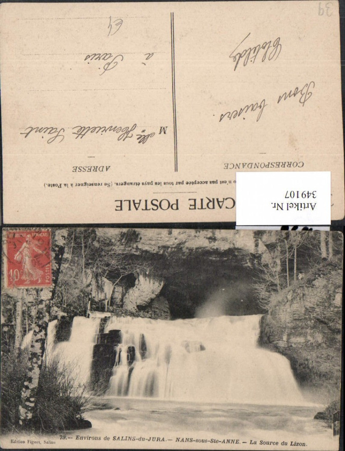 349107,Franche-Comte Jura Salins-du-Jura Nans-sous-Ste-Anne La Source du Lizon Wasserfall
