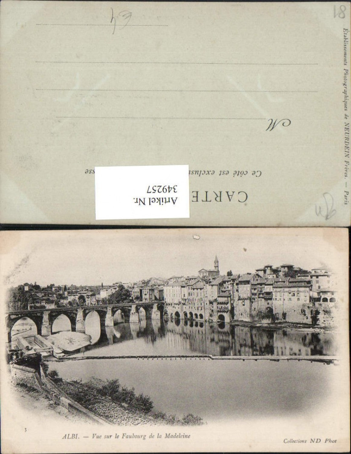 349257,Midi-Pyrenees Tarn Albi Vue sur le Faubourg de la Madeleine Teilansicht Brücke