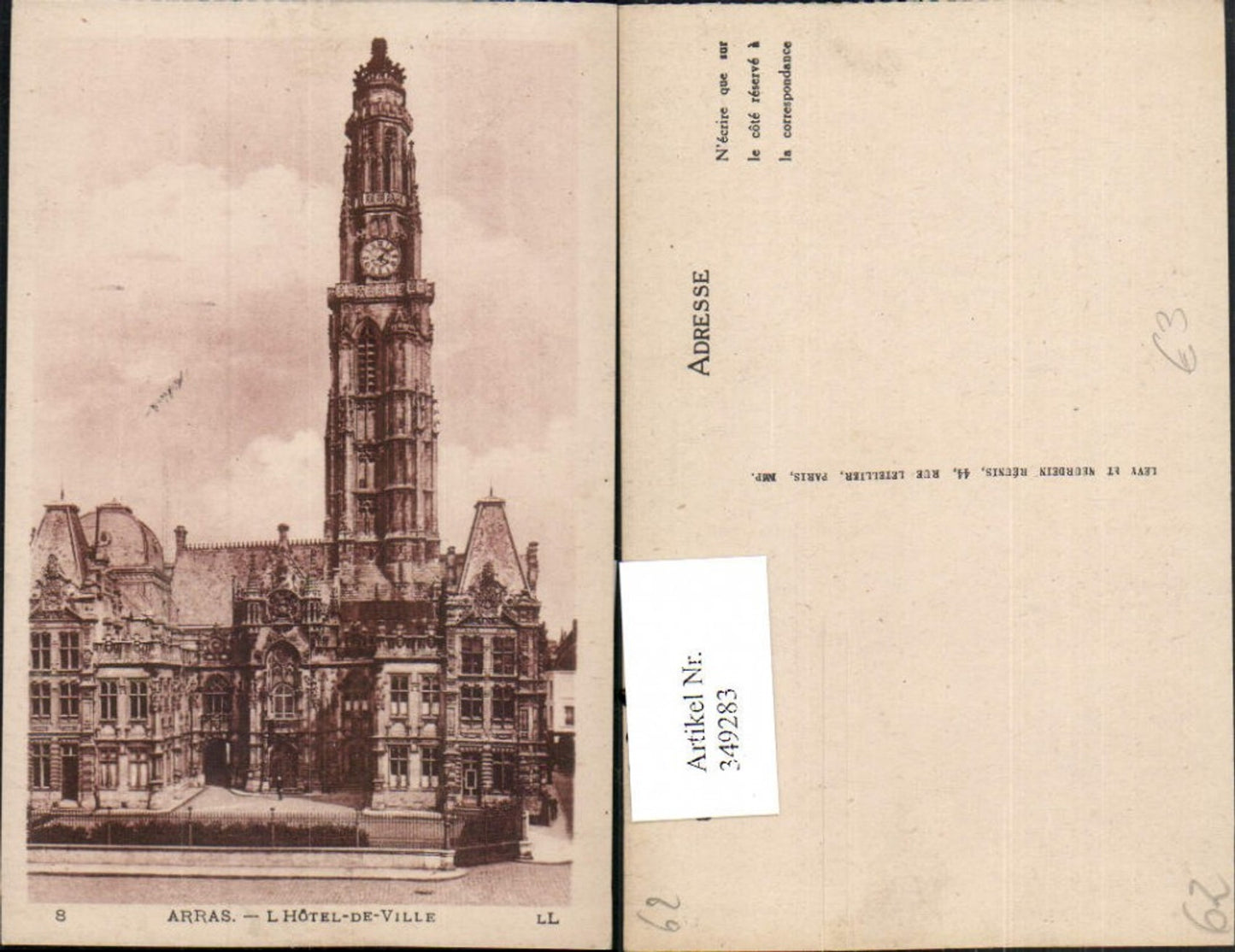 349283,Nord-Pas-de-Calais Pas-de-Calais Arras L'Hotel de Ville Rathaus Turm