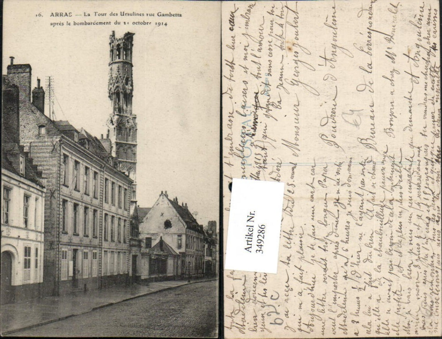 349286,Nord-Pas-de-Calais Pas-de-Calais Arras La Tour des Ursulines rue Gambetta Turm