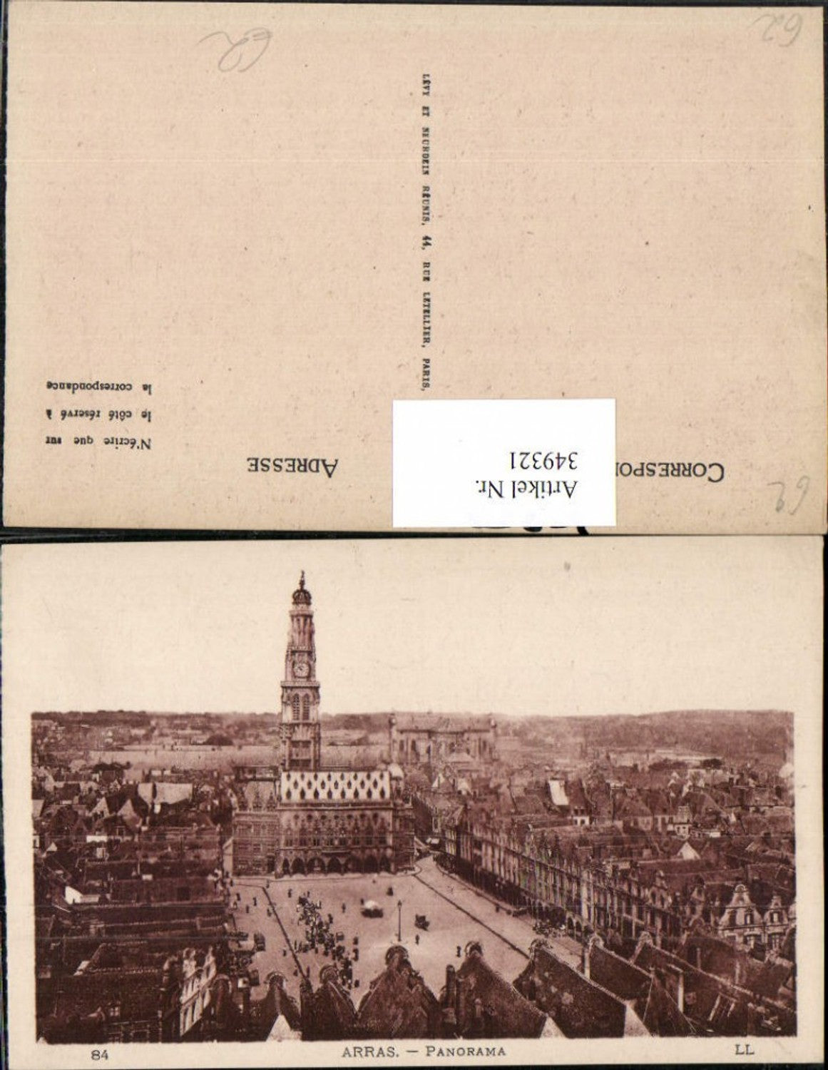 349321,Nord-Pas-de-Calais Pas-de-Calais Arras Panorama Teilansicht Rathaus