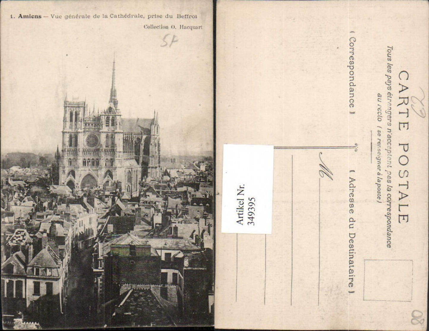 349395,Picardie Somme Amiens Vue generale de la Cathedrale prise du Beffroi Kirche