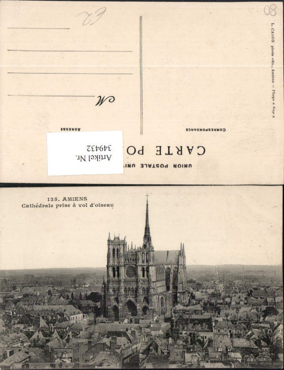 349432,Picardie Somme Amiens Cathedrale prise a vol d'oiseau Kirche