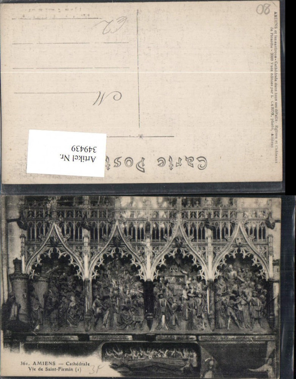 349439,Picardie Somme Amiens Cathedrale Vie de Saint-Firmin Kirche Relief
