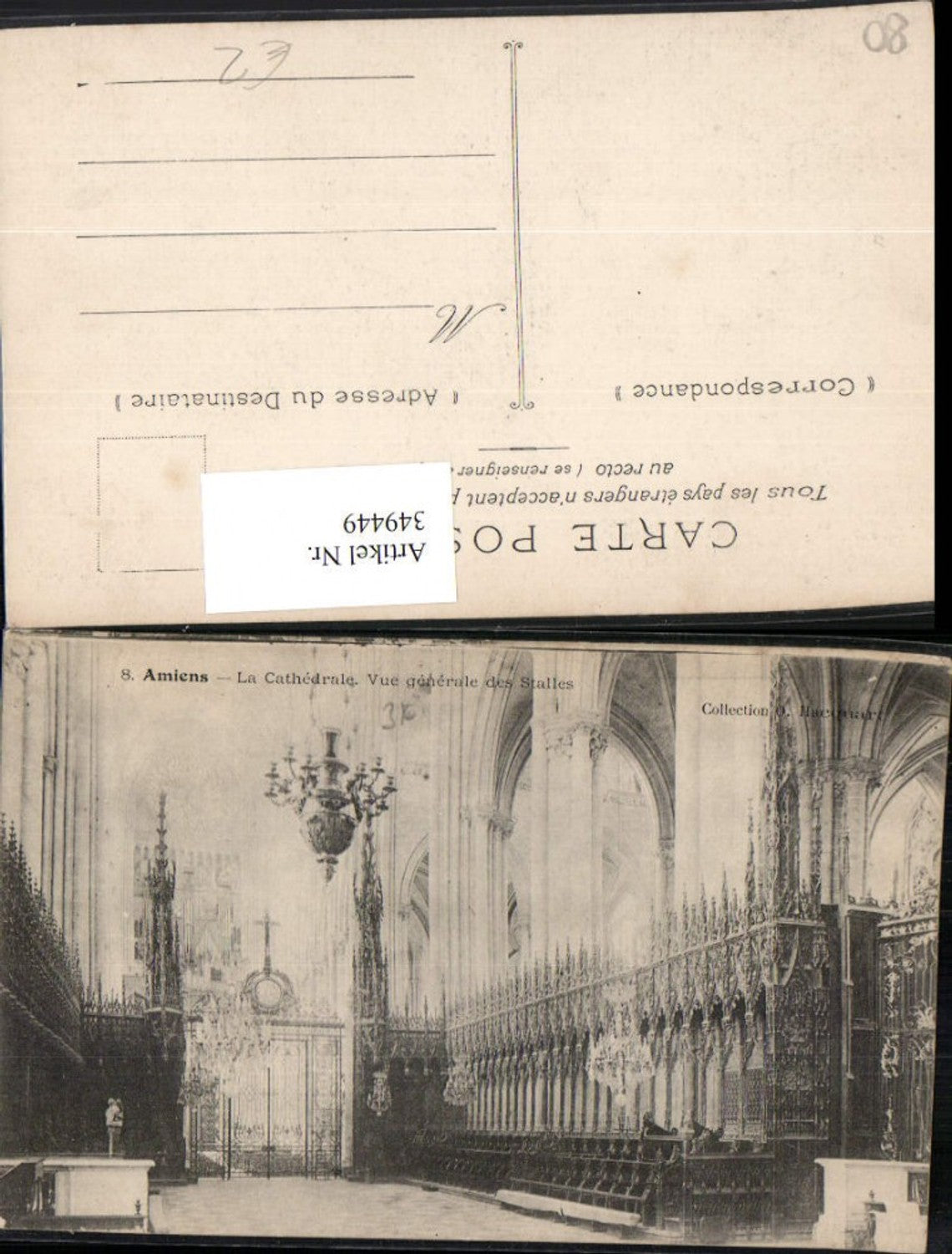 349449,Picardie Somme Amiens La Cathedrale Vue generale des Stalles Kirche Chorgestühl