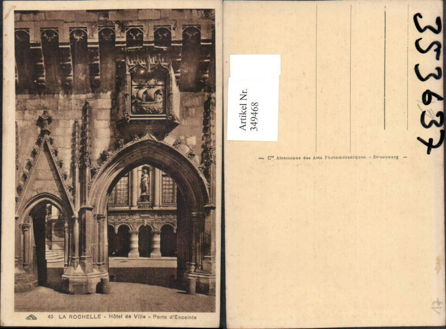 349468,Poitou-Charentes Charente-Maritime La Rochelle Hotel de Ville Porte Enceinte Rathaus