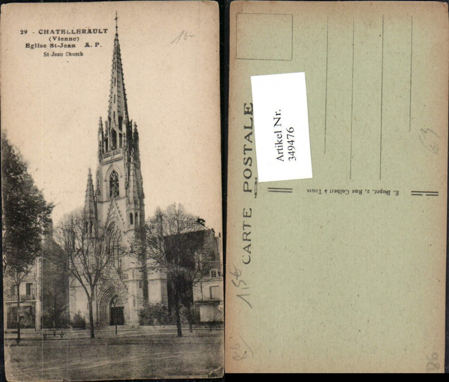 349476,Poitou-Charentes Vienne Chatellerault Eglise St-Jean Kirche