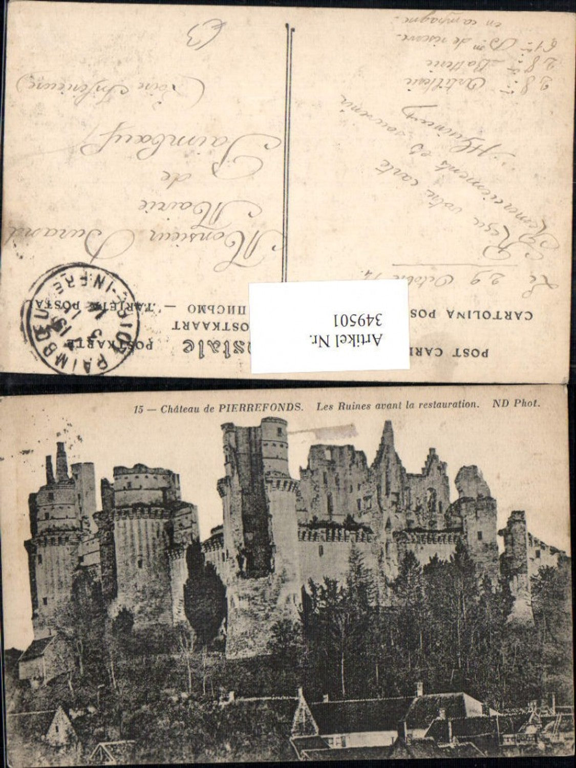 349501,Picardie Oise Pierrefonds Chateau Schloss Les Ruines avant la restauration