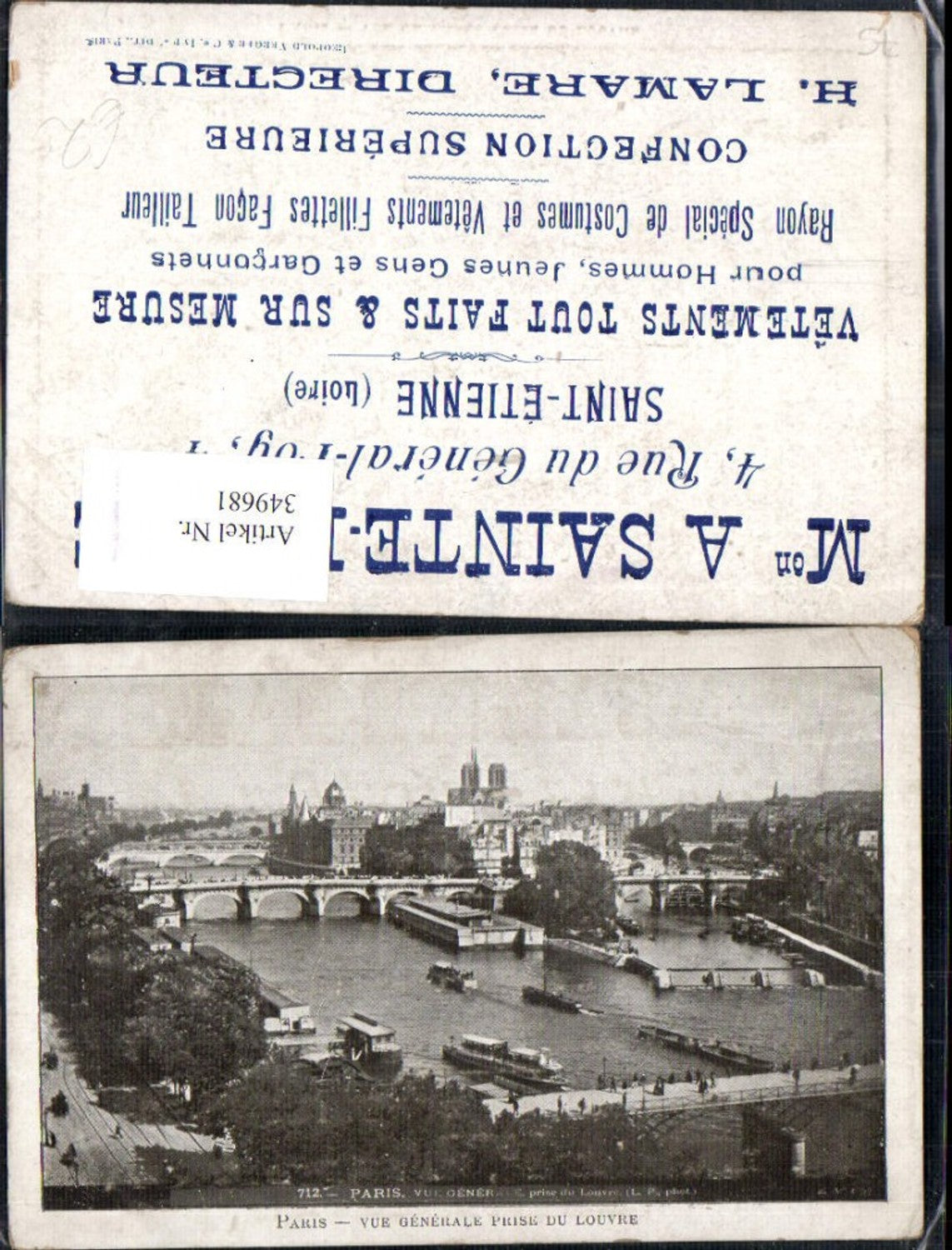 349681,Ile-de-France Paris Vue generale prise du Louvre Brücke Schiffe