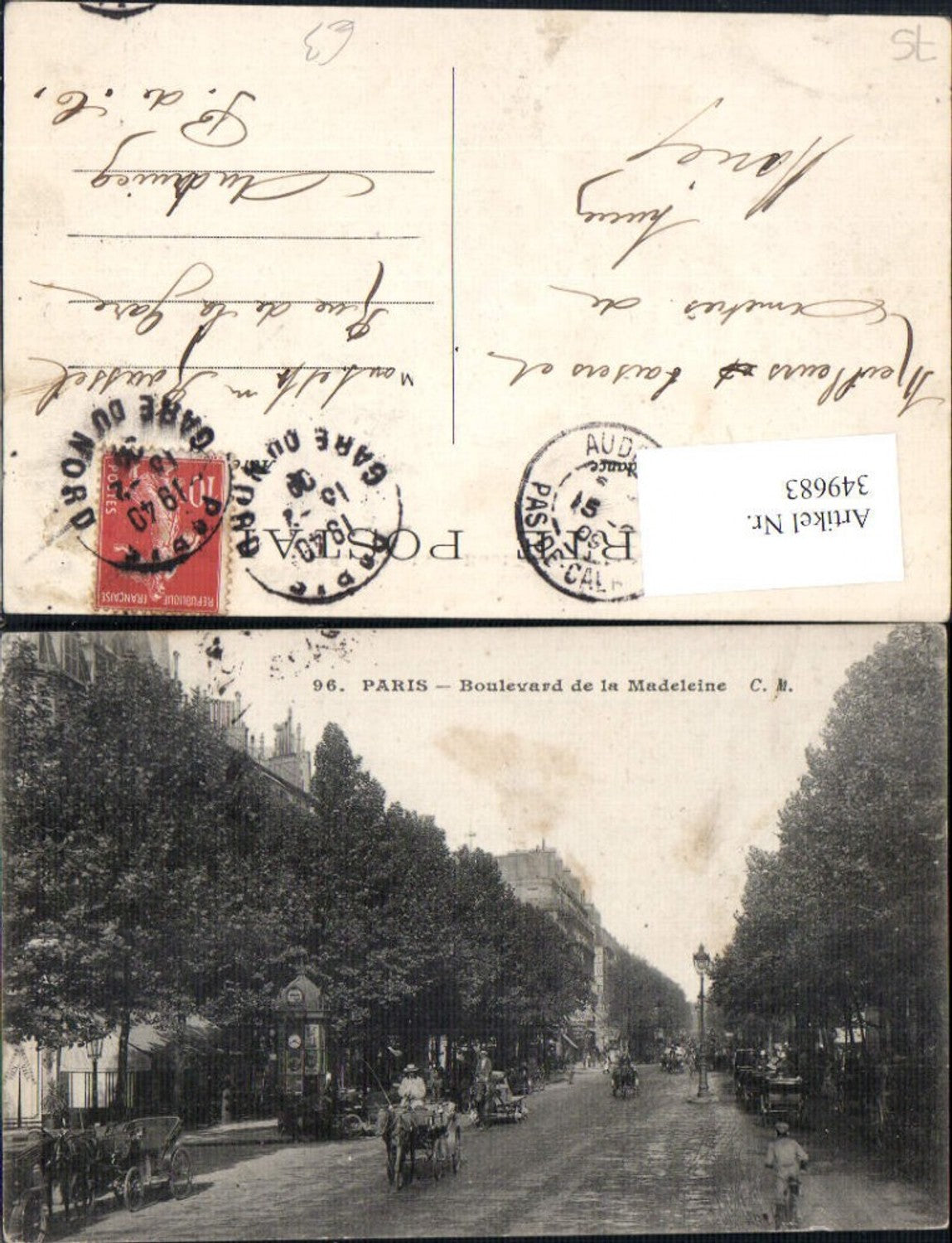 349683,Ile-de-France Paris Boulevard de la Madeleine Kutsche Litfaßsäule