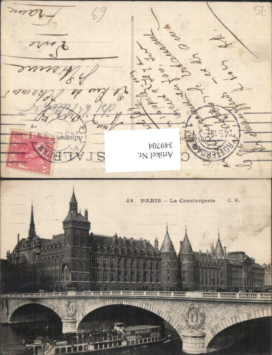 349704,Ile-de-France Paris La Conciergerie Schiff Brücke Gebäude