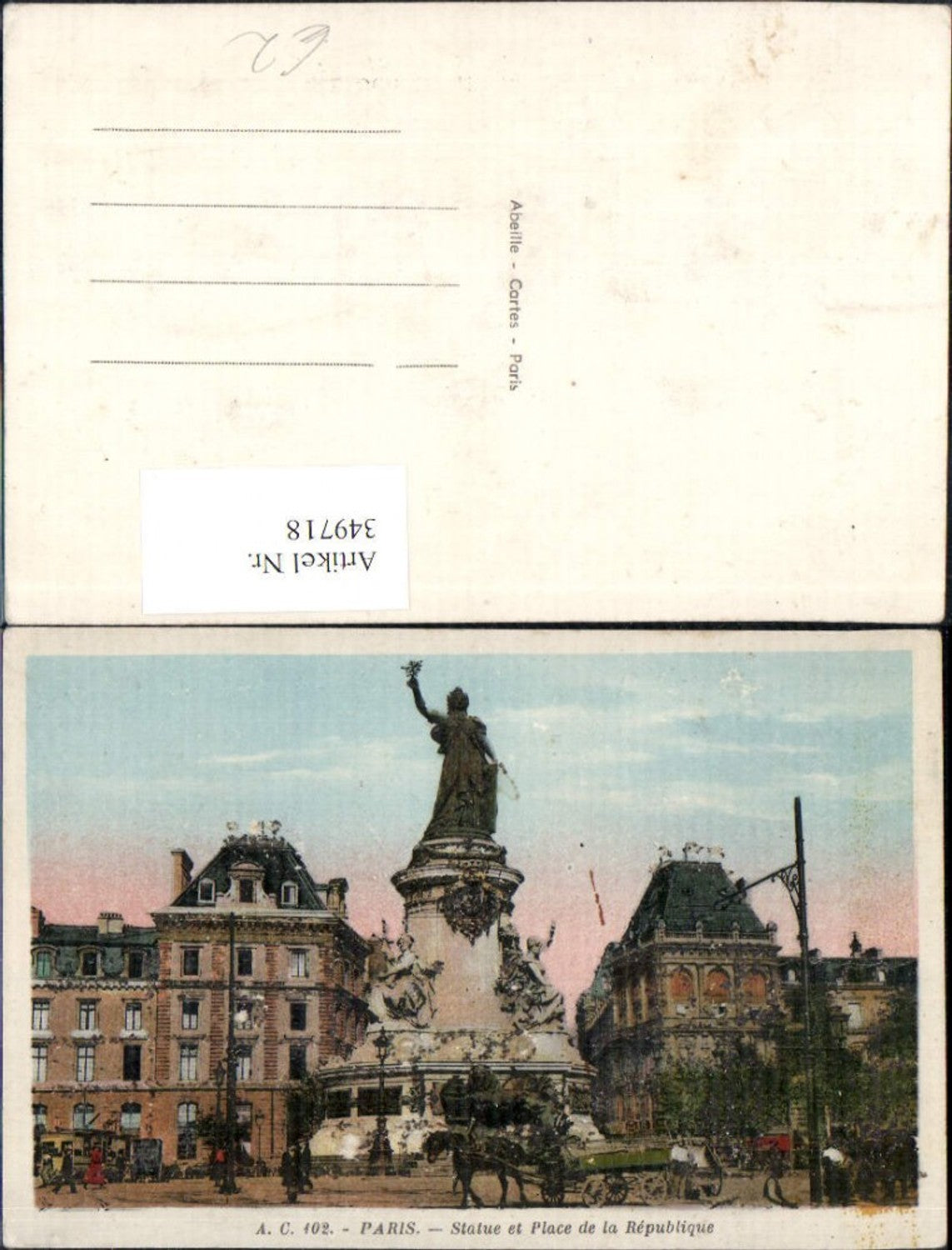 349718,Glitzer Ak Ile-de-France Paris Statue et Place de la Republique Glitzerverzierung