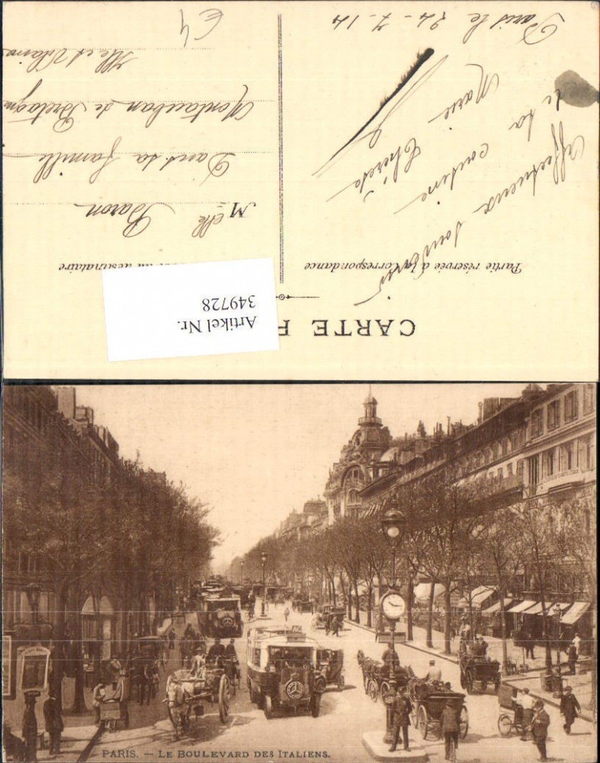 349728,Ile-de-France Paris Le Boulevard des Italiens Bus Kutschen
