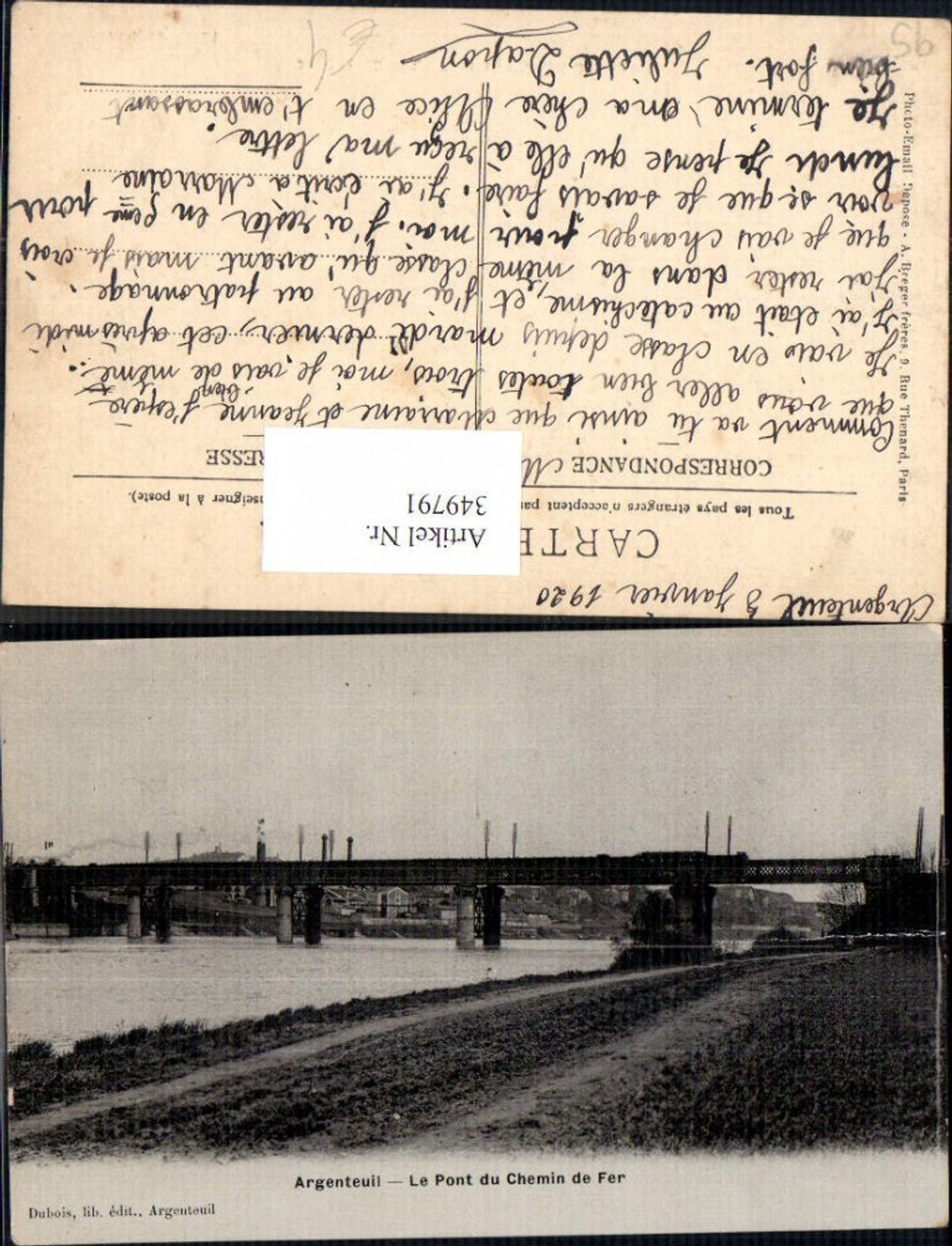 349791,Ile-de-Franche Val-Oise Argenteuil Le Pont du Chemin de Fer Brücke
