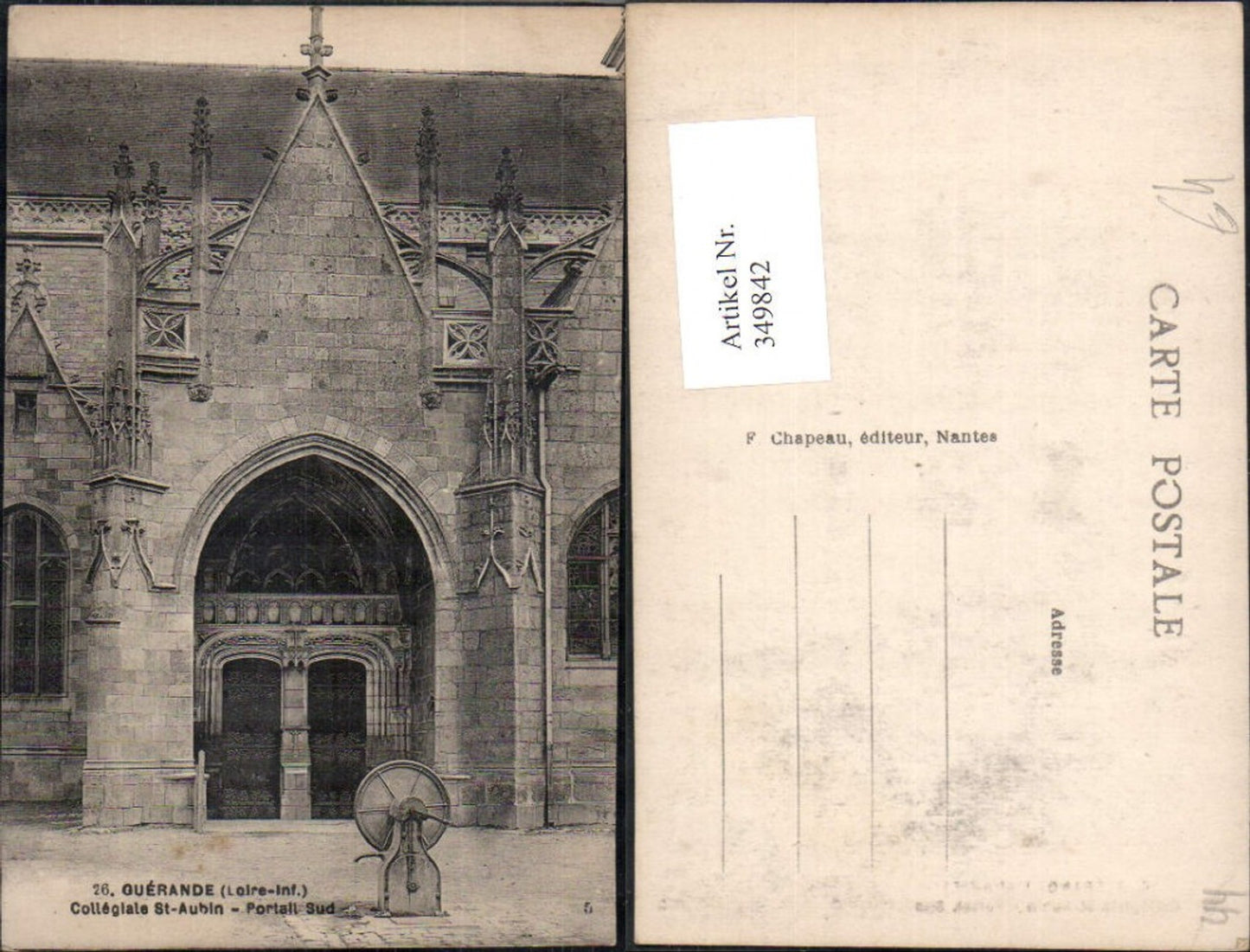 349842,Pays de la Loire Loire-Atlantique Guerande Collegiale St Aubin Portail Sud Kloster