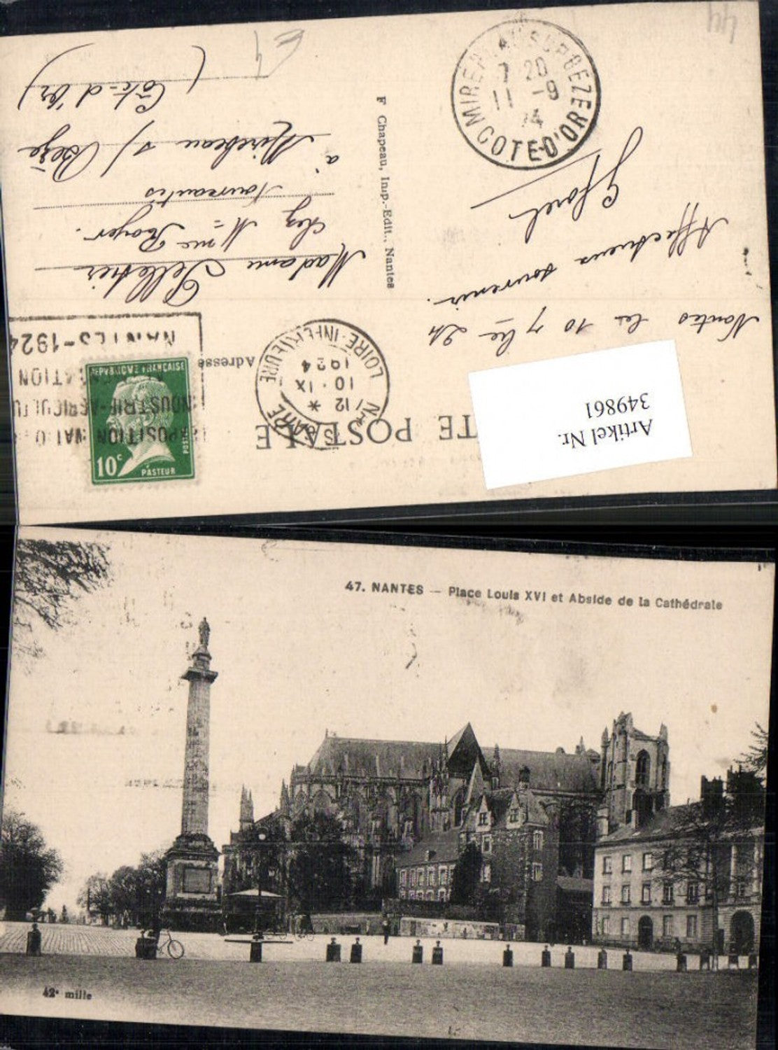 349861,Pays de la Loire Loire-Atlantique Nantes Place Louis XVI and Abside de la Cathedrale