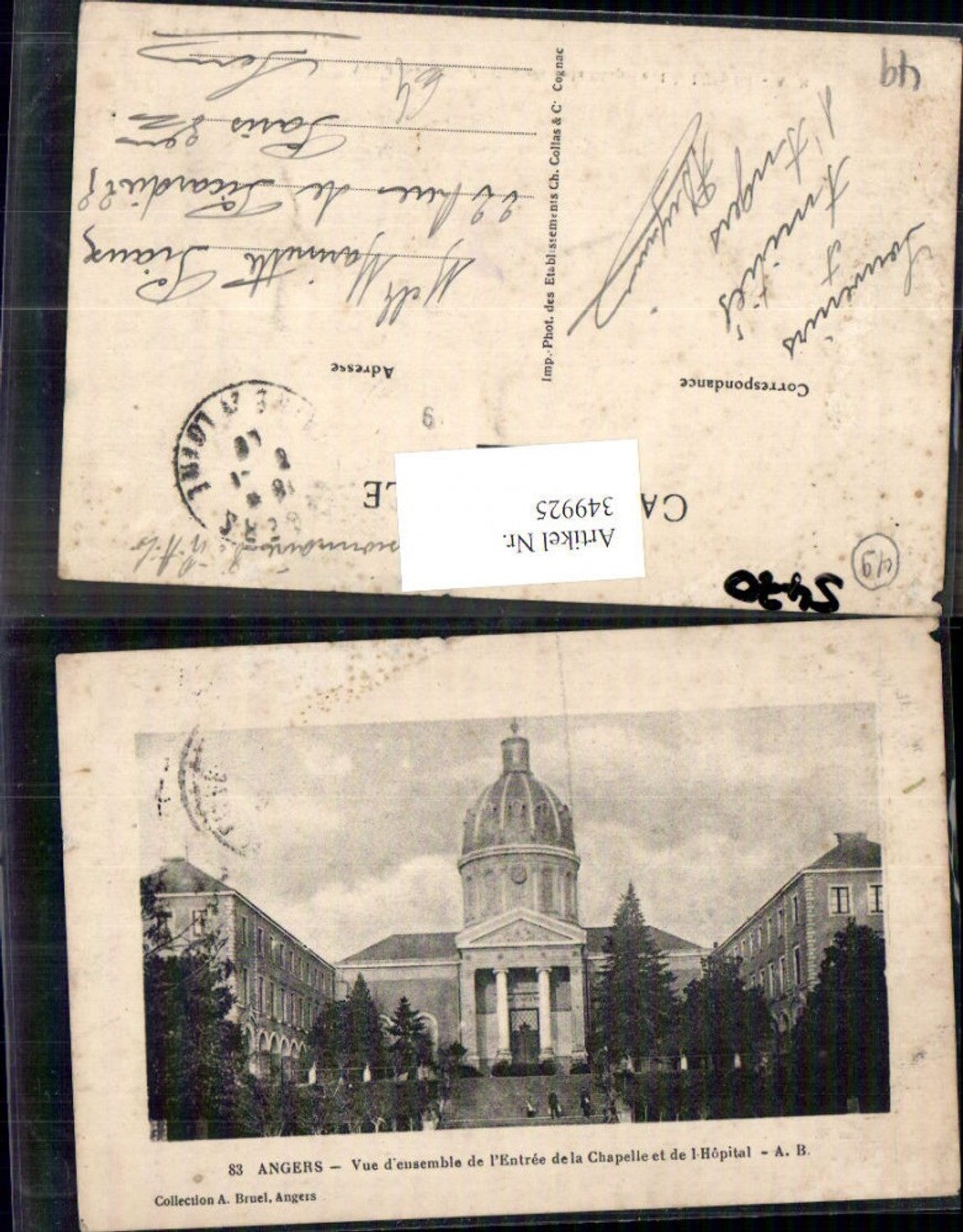 349925,Pays de la Loire Maine-et-Loire Angers Vue d ensemble de l Entree de la Chapelle et de l Hopital
