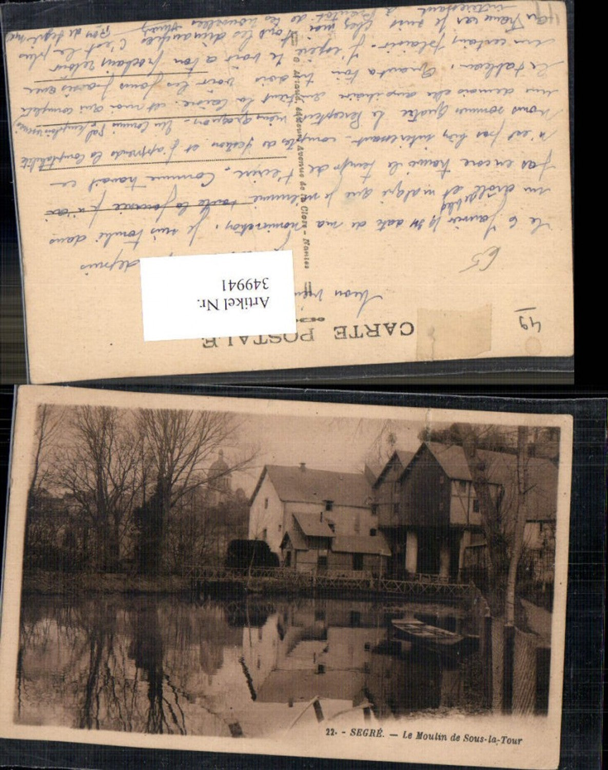 349941,Pays de la Loire Maine-et-Loire Segre Le Moulin de Sous-la-Tour Mühle Boot