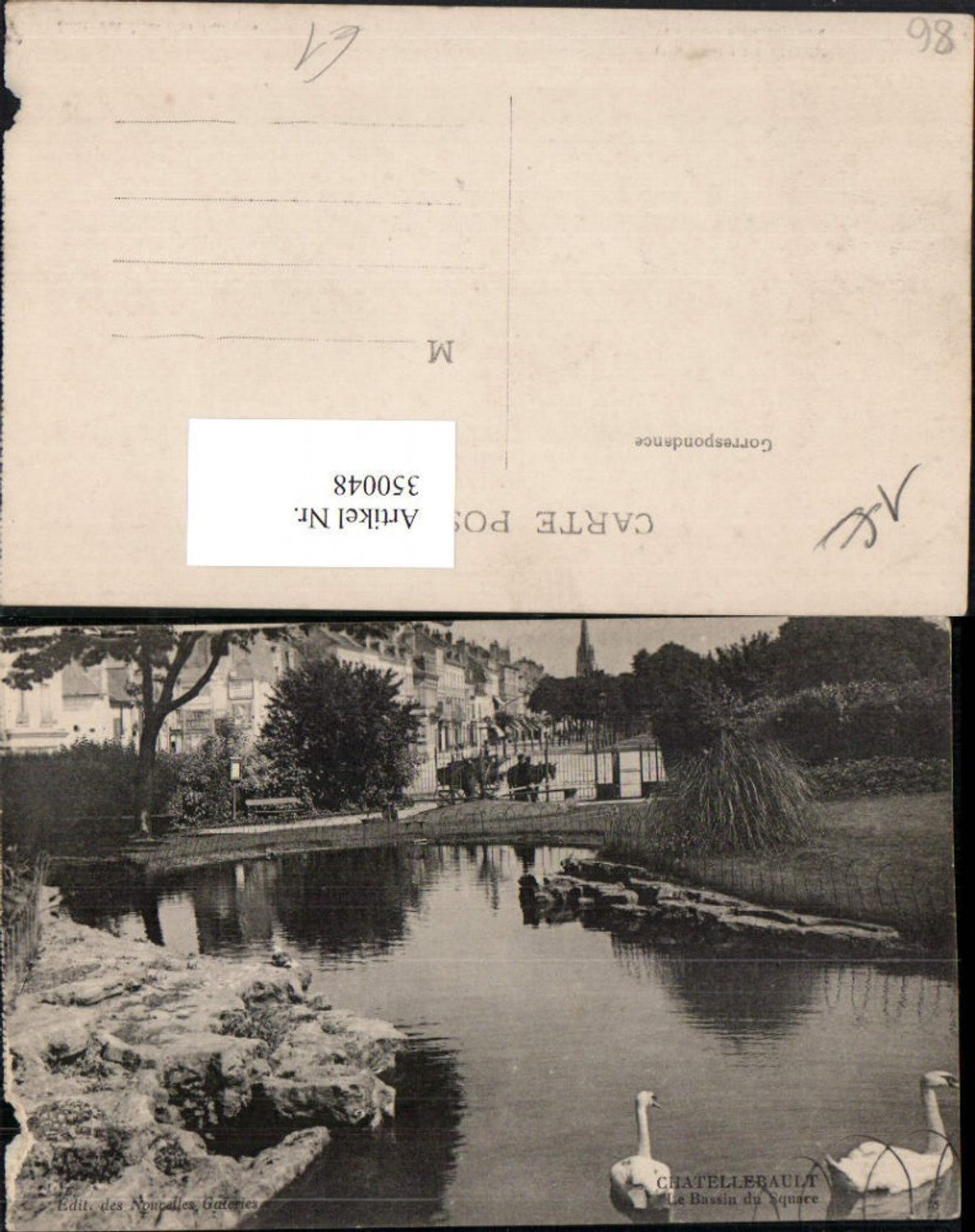 350048,Poitou-Charentes Vienne Chatellerault Le Bassin du Square Teich Schwäne