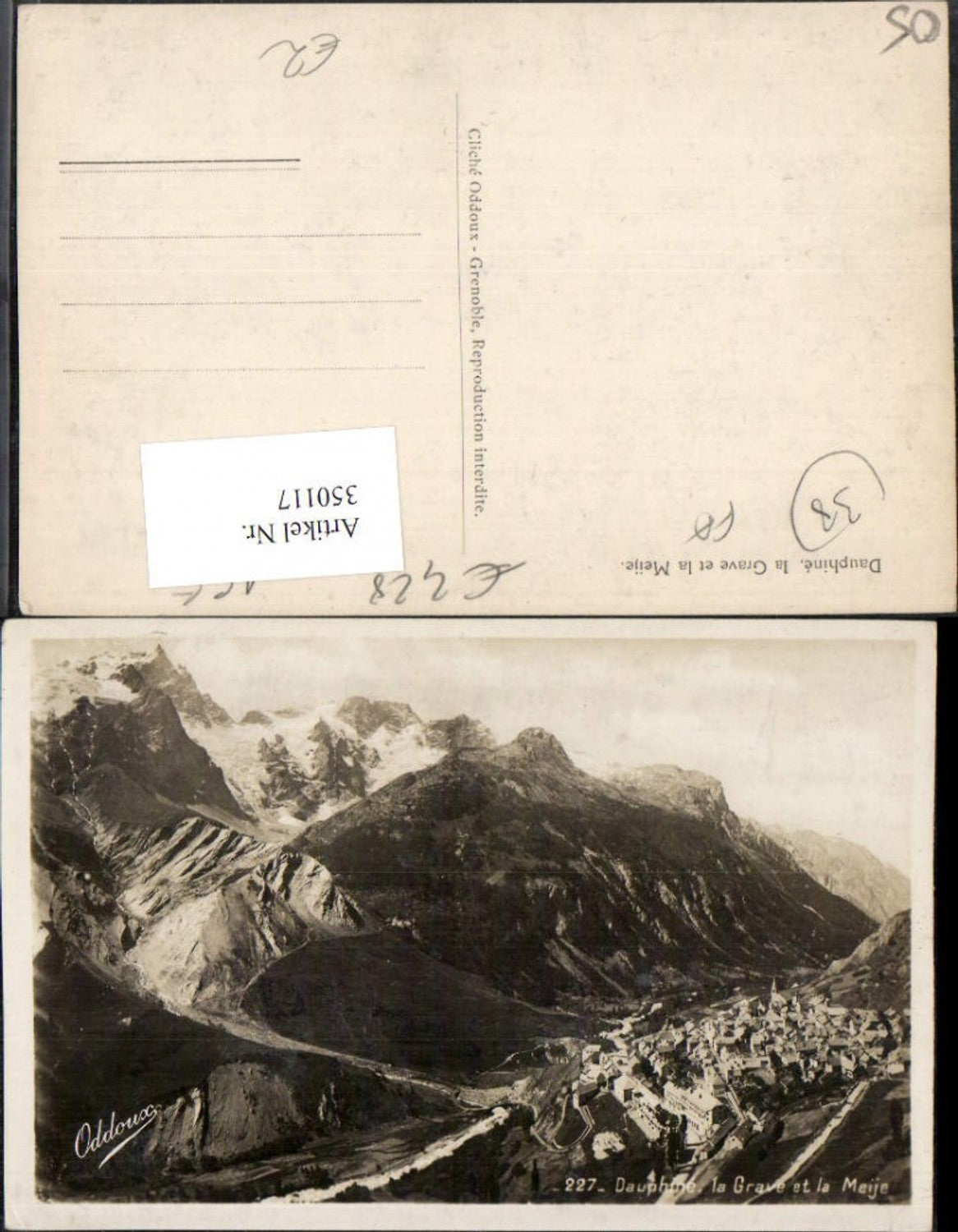 350117,Provence-Alpes-Cote-Azur Hautes-Alpes Dauphine la Grave et la Meije Totale Bergkulisse