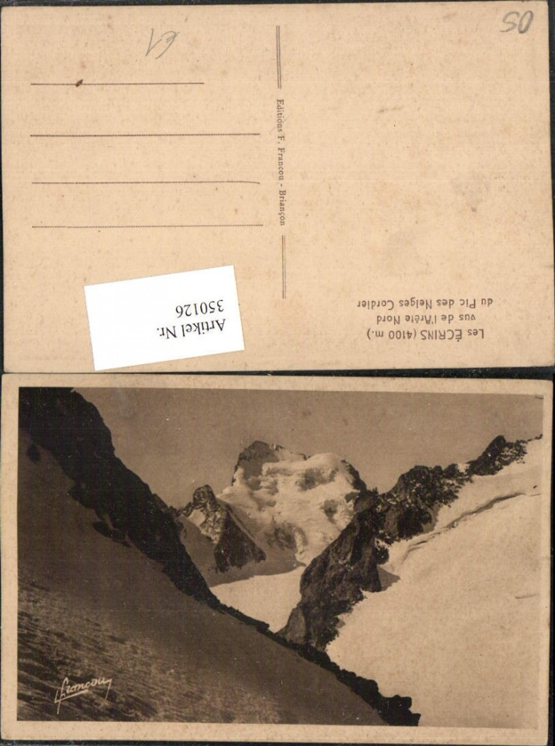 350126,Provence-Alpes-Cote-Azur Hautes-Alpes Les Ecrins vus de l'Arete Nord du Pic Neiges Cordier