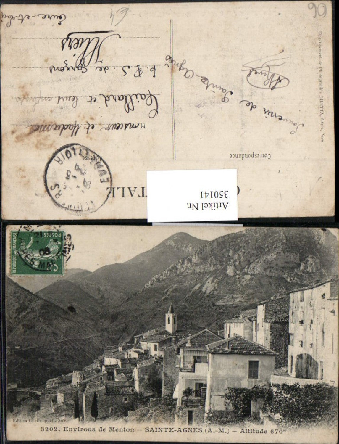 350141,Provence-Alpes-Cote-Azur Alpes-Maritimes Menton Sainte-Agnes Totale Bergkulisse