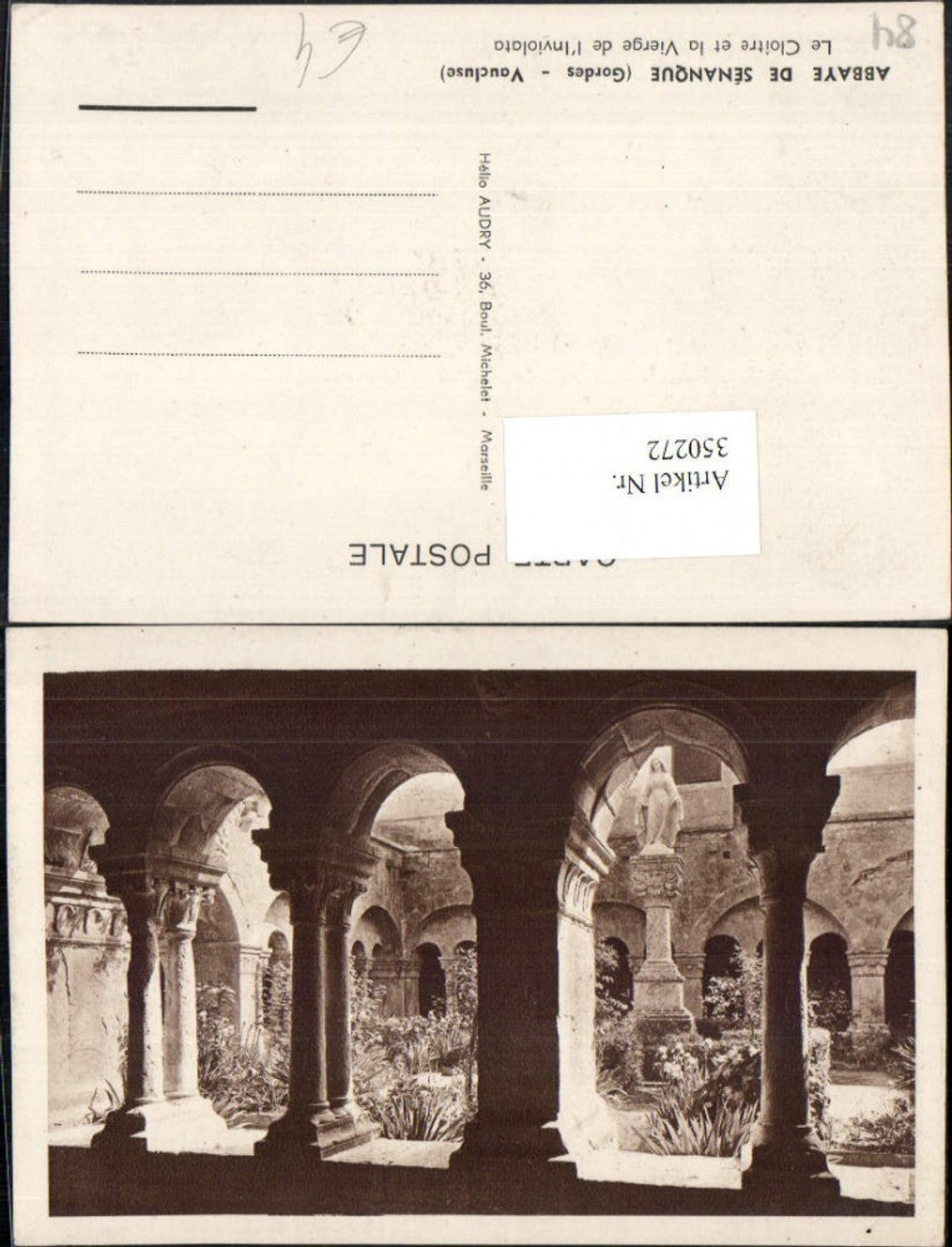 350272,Provence-Alpes-Cote-Azur Vaucluse Abbaye de Senanque Cloitre et Vierge Inviolata Kloster