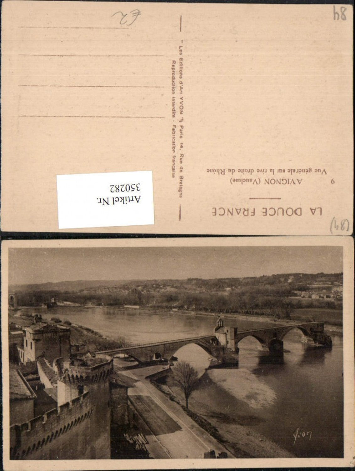 350282,Provence-Alpes-Cote-Azur Vaucluse Avignon Vue generale sur la rive droite du Rhone Brücke