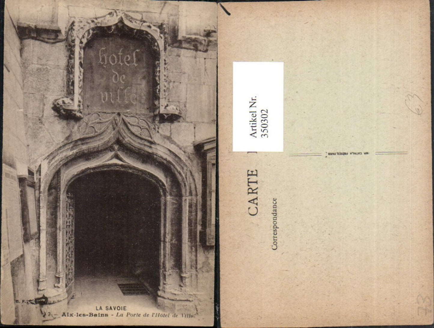 350302,Rhone-Alpes Savoie Aix-les-Bains La Porte de l'Hotel de Ville Rathaus Portal