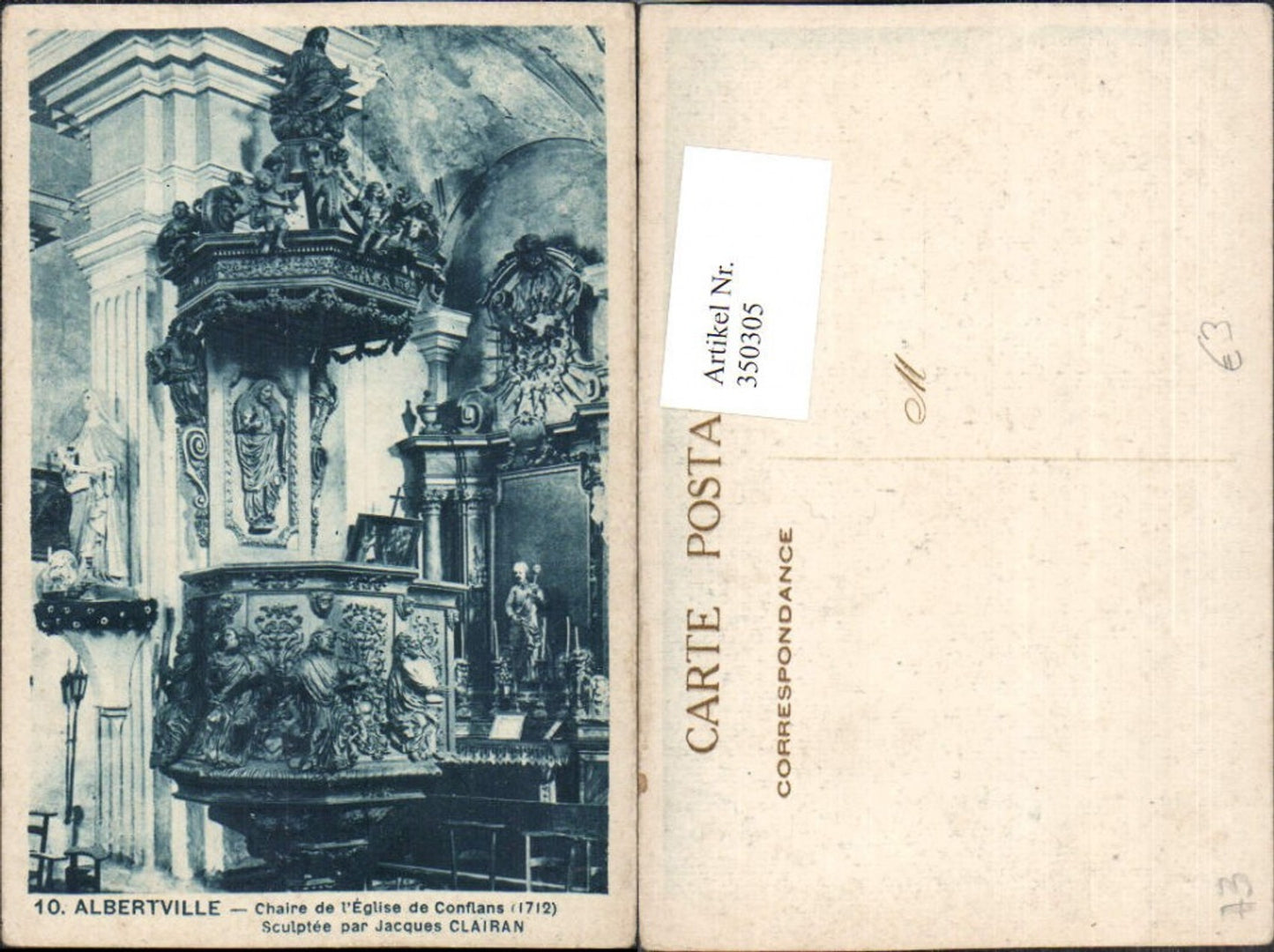 350305,Rhone-Alpes Savoie Albertville Chaire de l'Eglise de Confalsn Kirche Kanzel