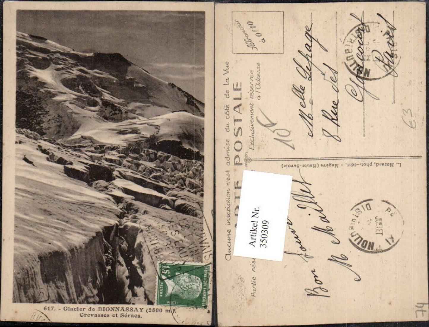 350309,Rhone-Alpes Haute-Savoie Glacier de Bionnassay Crevasses et Seracs Bergkulisse